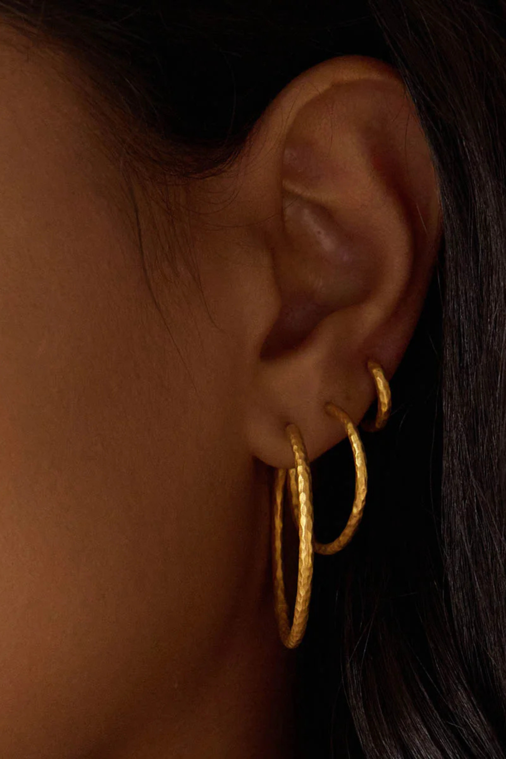 Satya Hammered Large Hoops 34mm