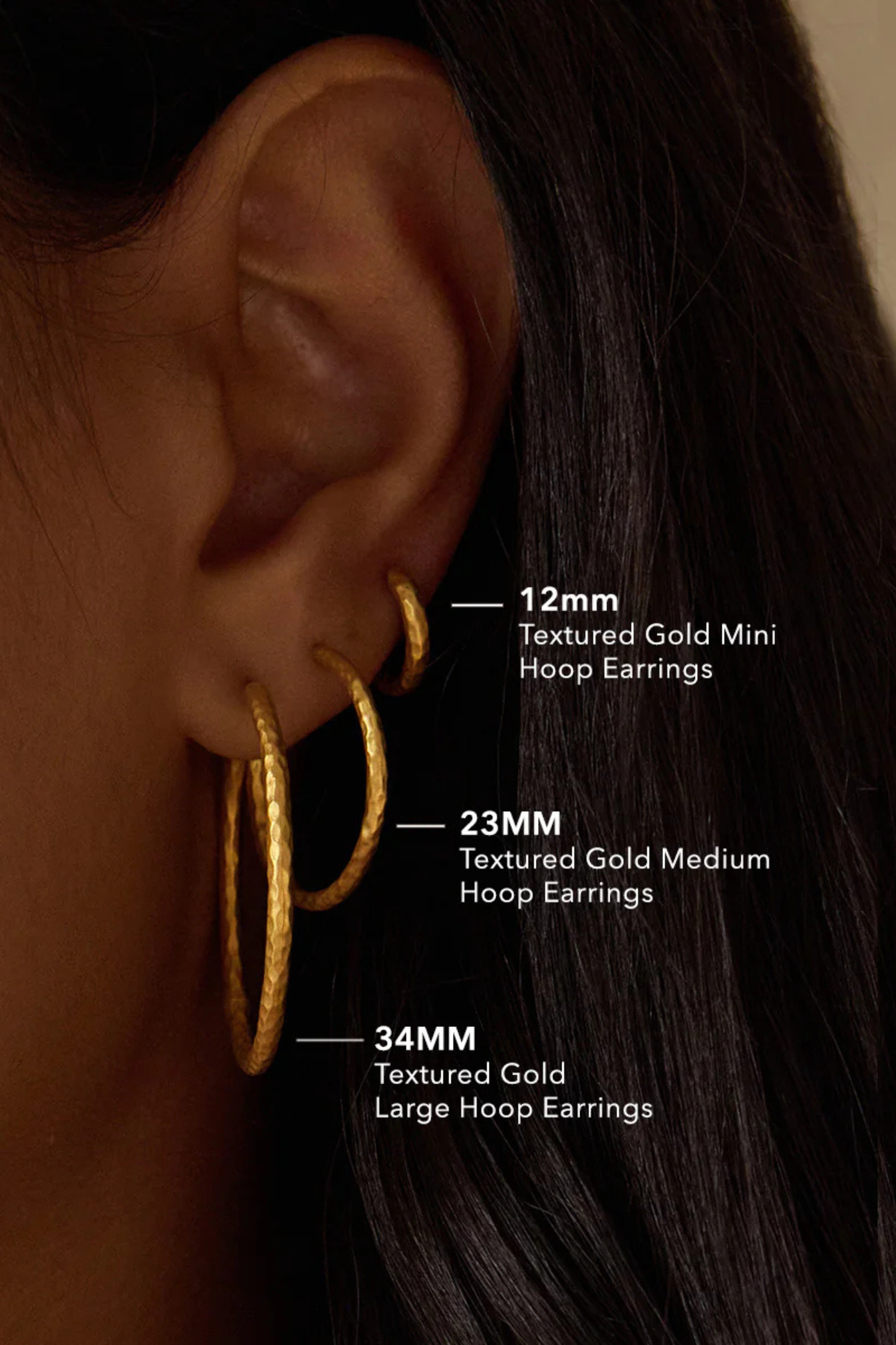 Satya Hammered Large Hoops 34mm