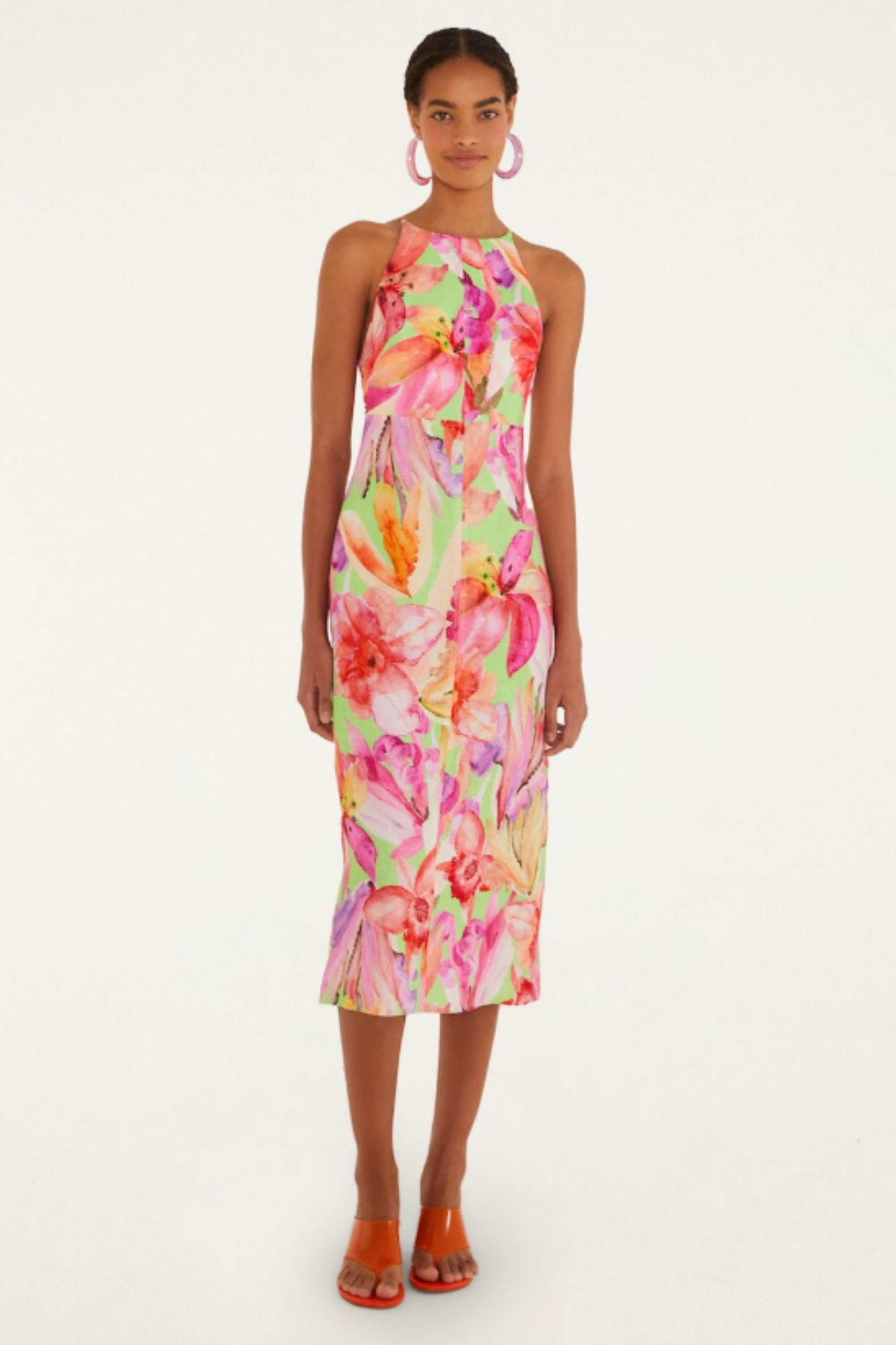 Farm Rio Artsy Flora Sleeveless Midi Dress