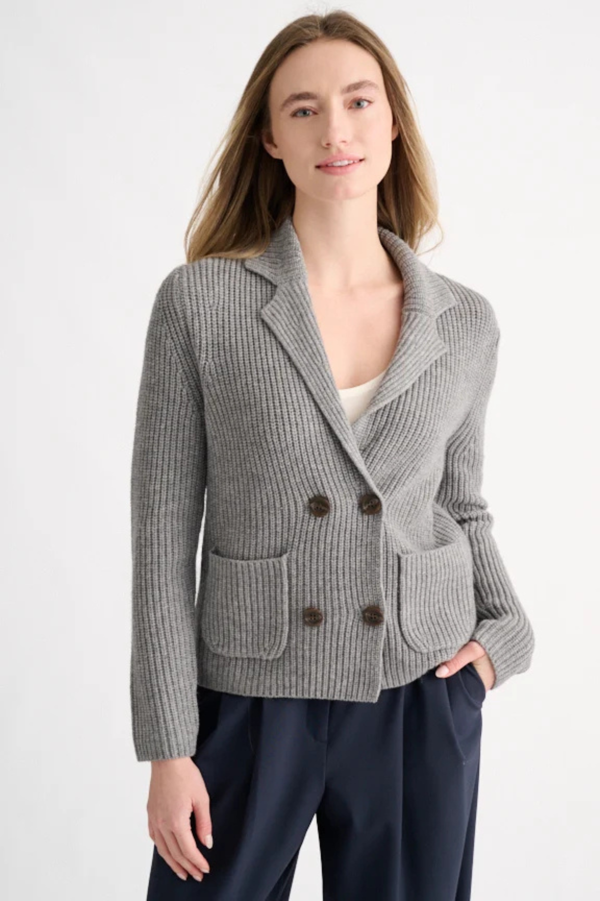 Kinross Rib Notch Collar Cardi