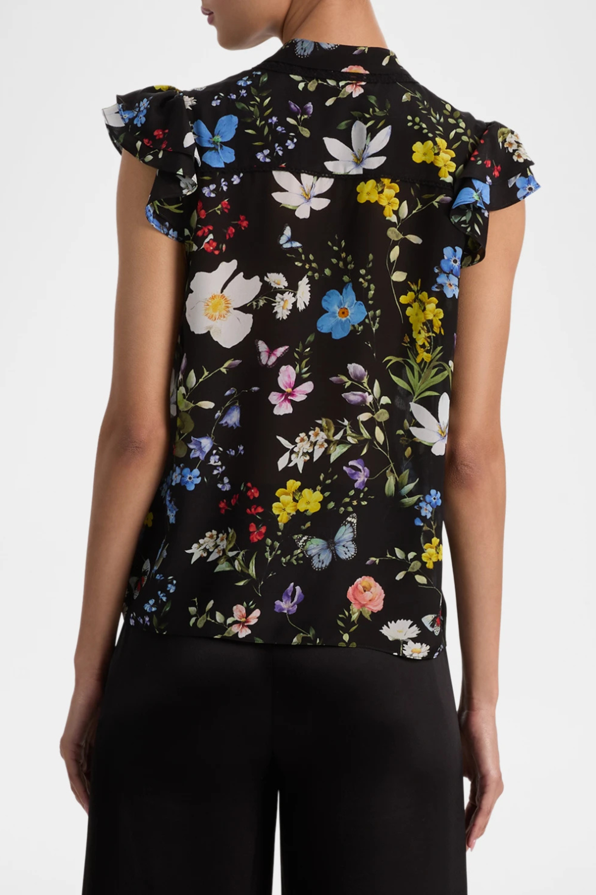 Alice + Olivia Arlette Flutter Sleeve Blouse in Twisting Vines