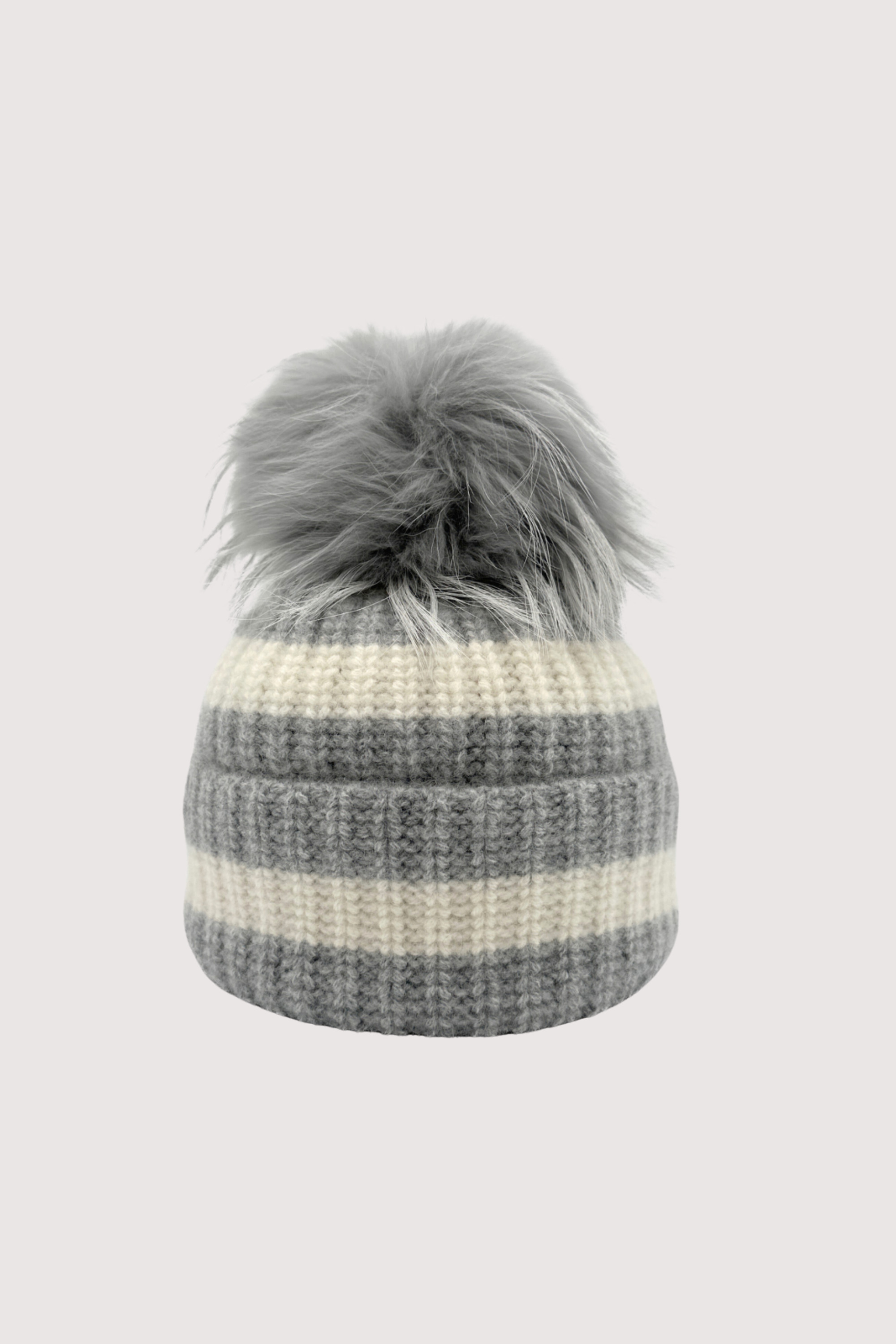 Linda Richards Striped Knit PomPom Hat