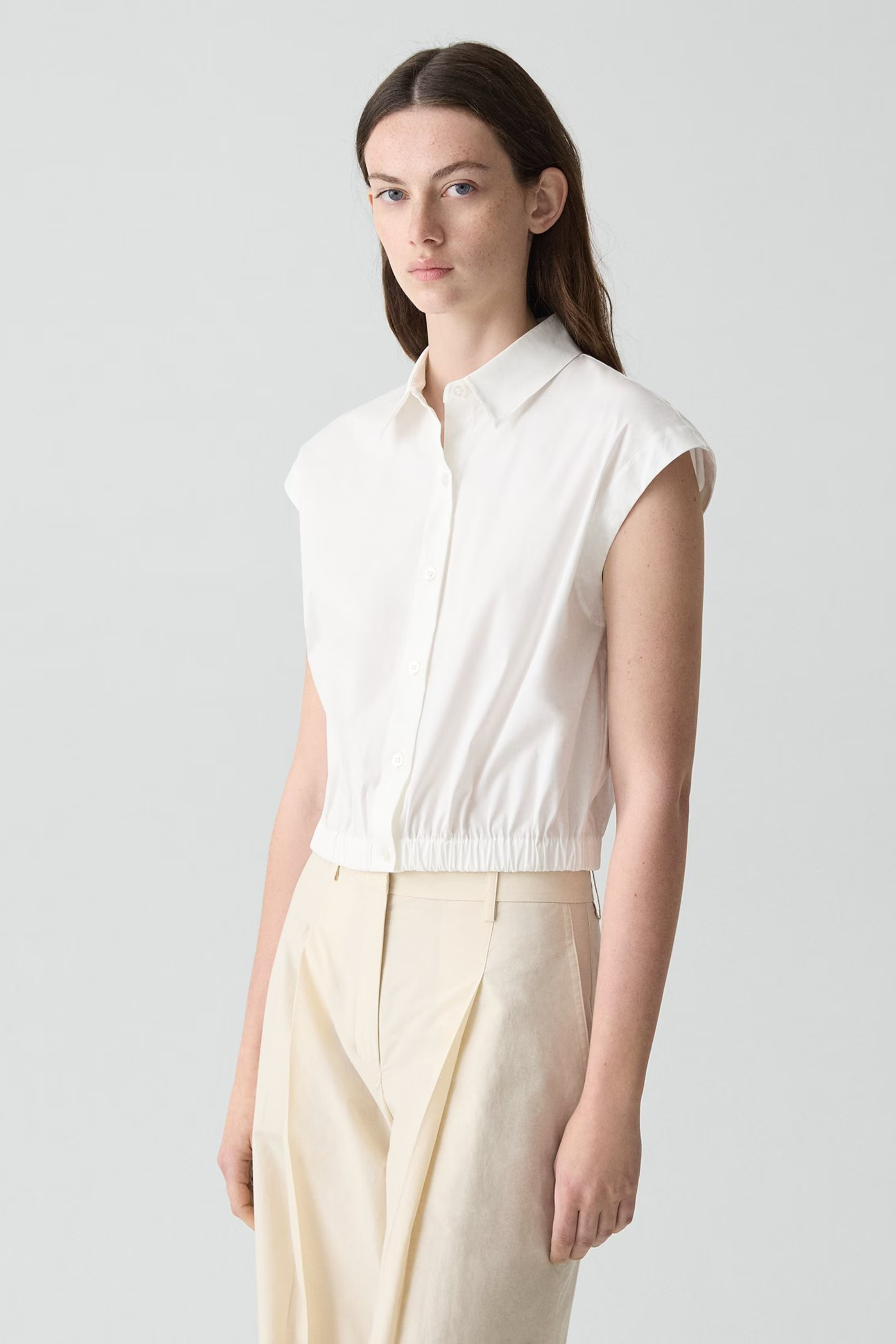 Theory Cap Sleeve Elastic Shirt