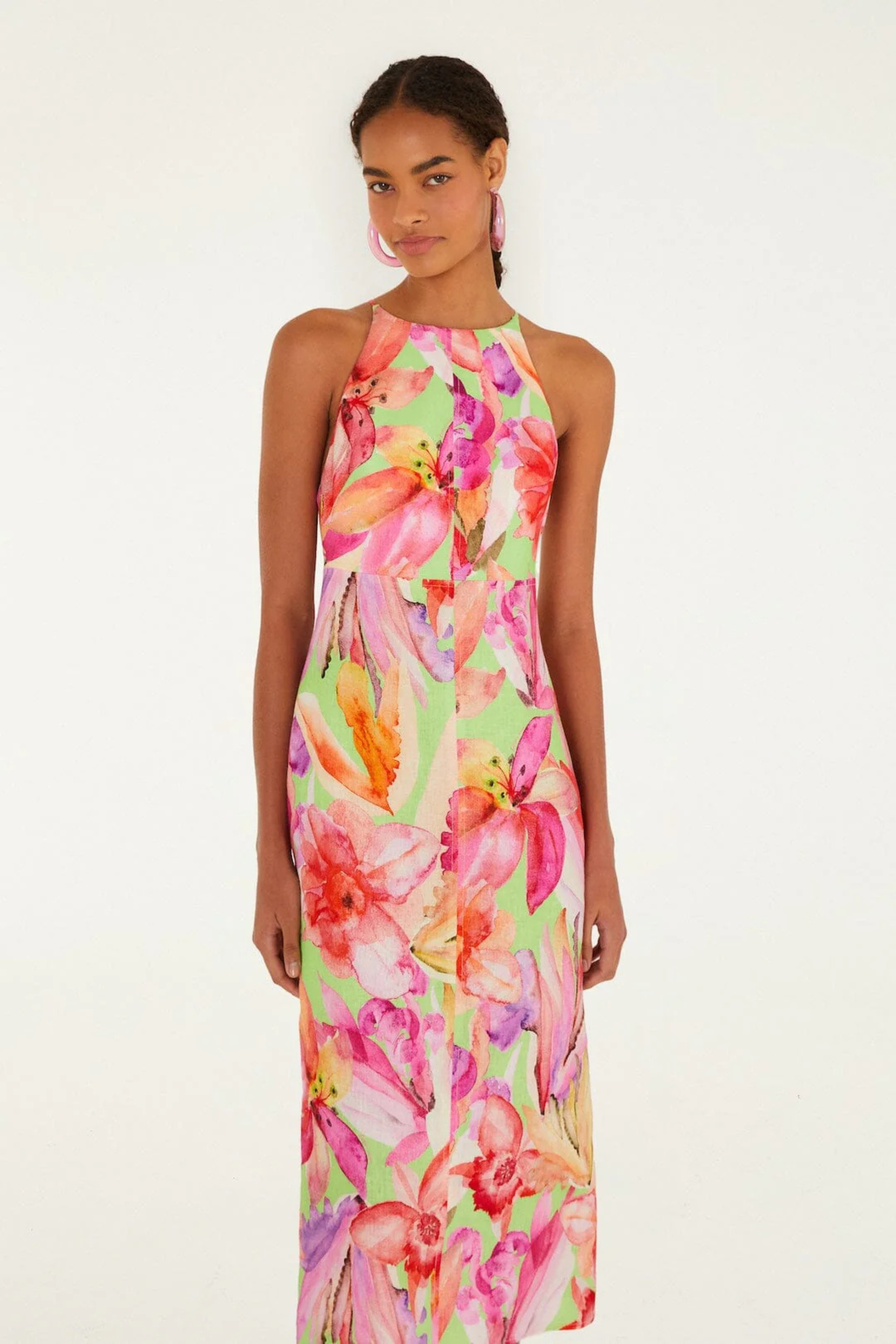 Farm Rio Artsy Flora Sleeveless Midi Dress