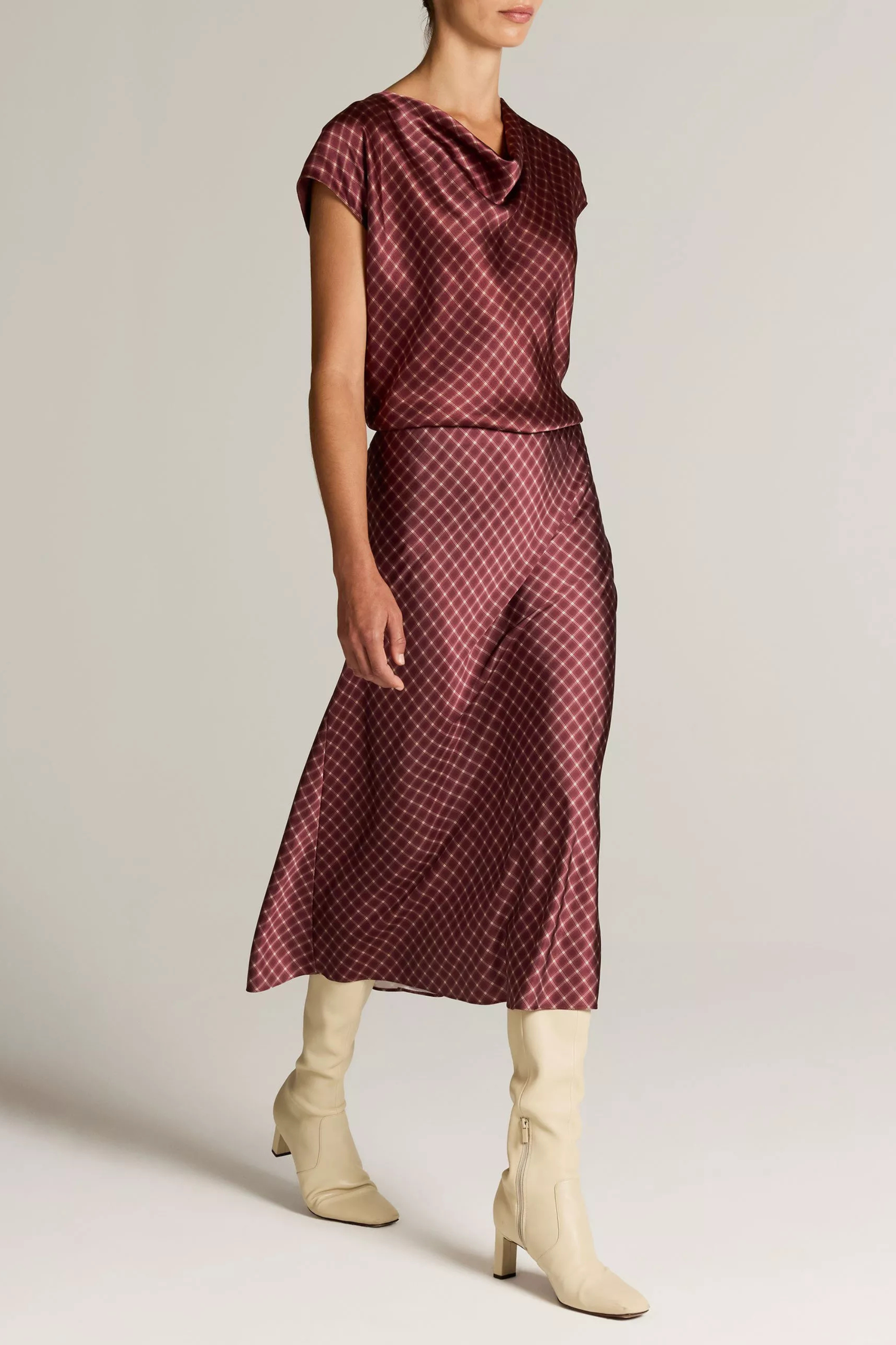 Vince Plaid Ombre Slip Skirt