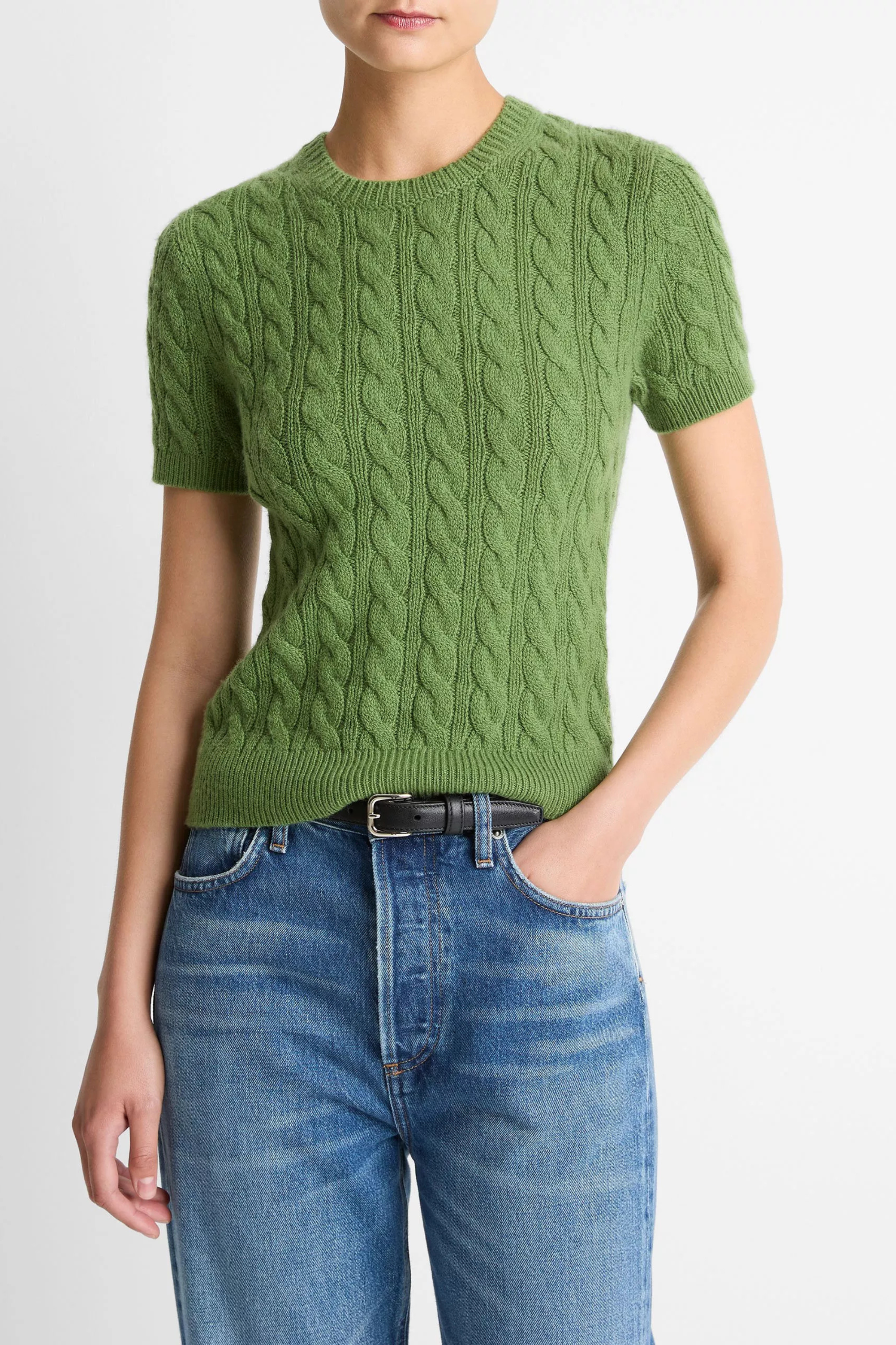 Vince Cashmere Blend Cable Tee