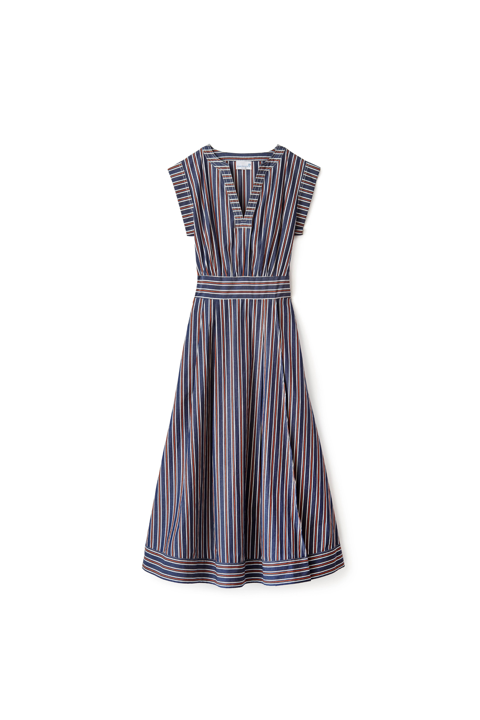 Cartolina Isadora Dress Navy Stripe