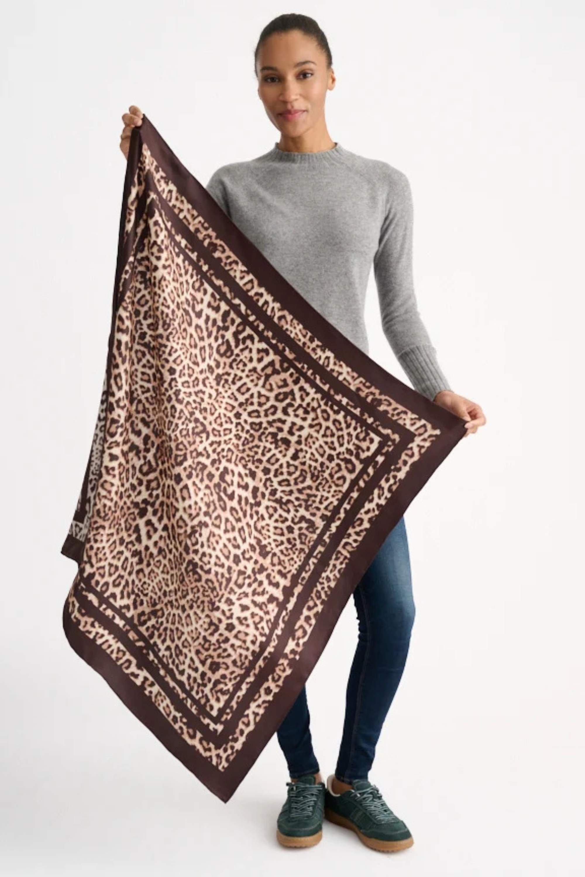 Kinross Leopard Print Square Scarf