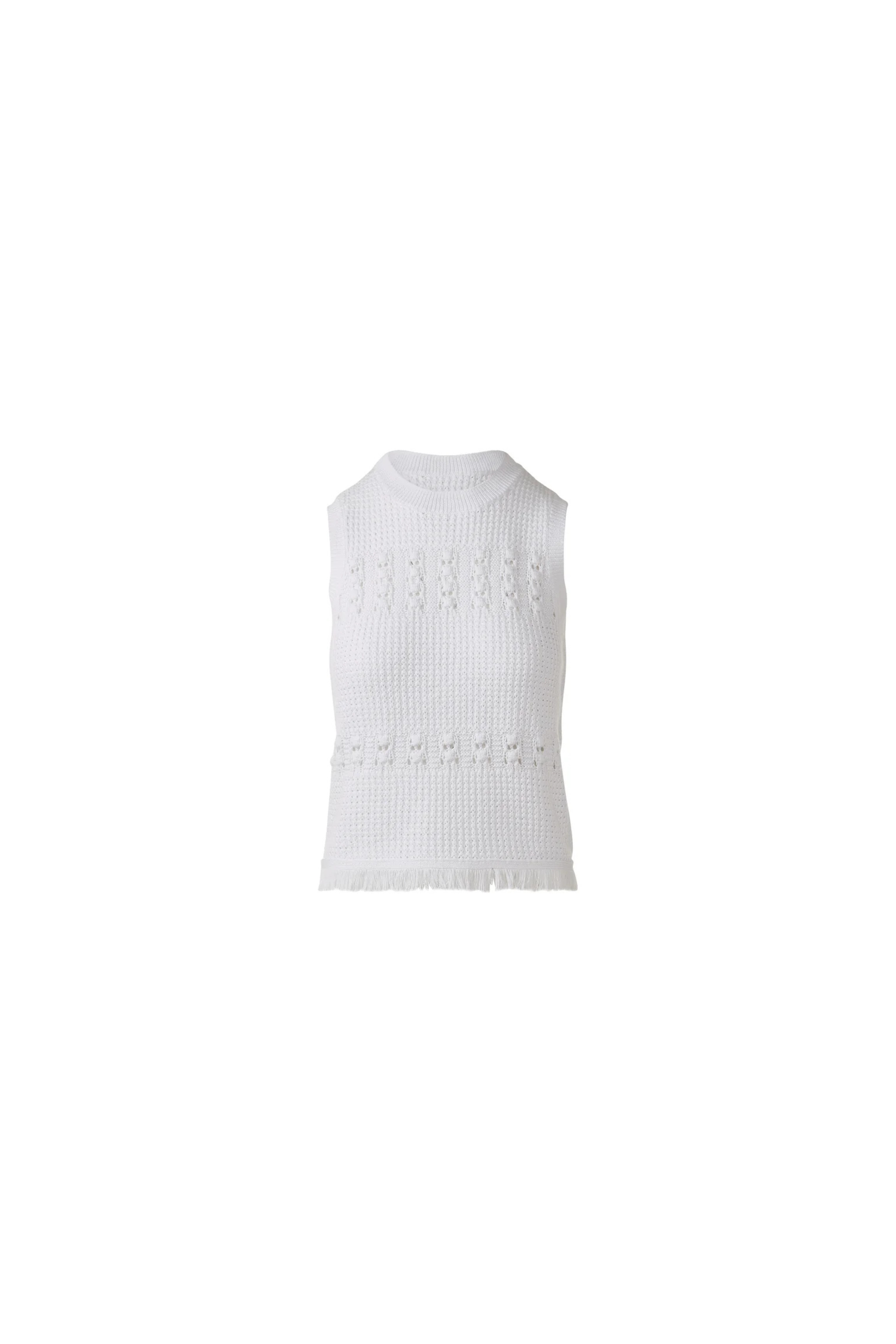 Kinross Textured Fringe Sleeveless Crew