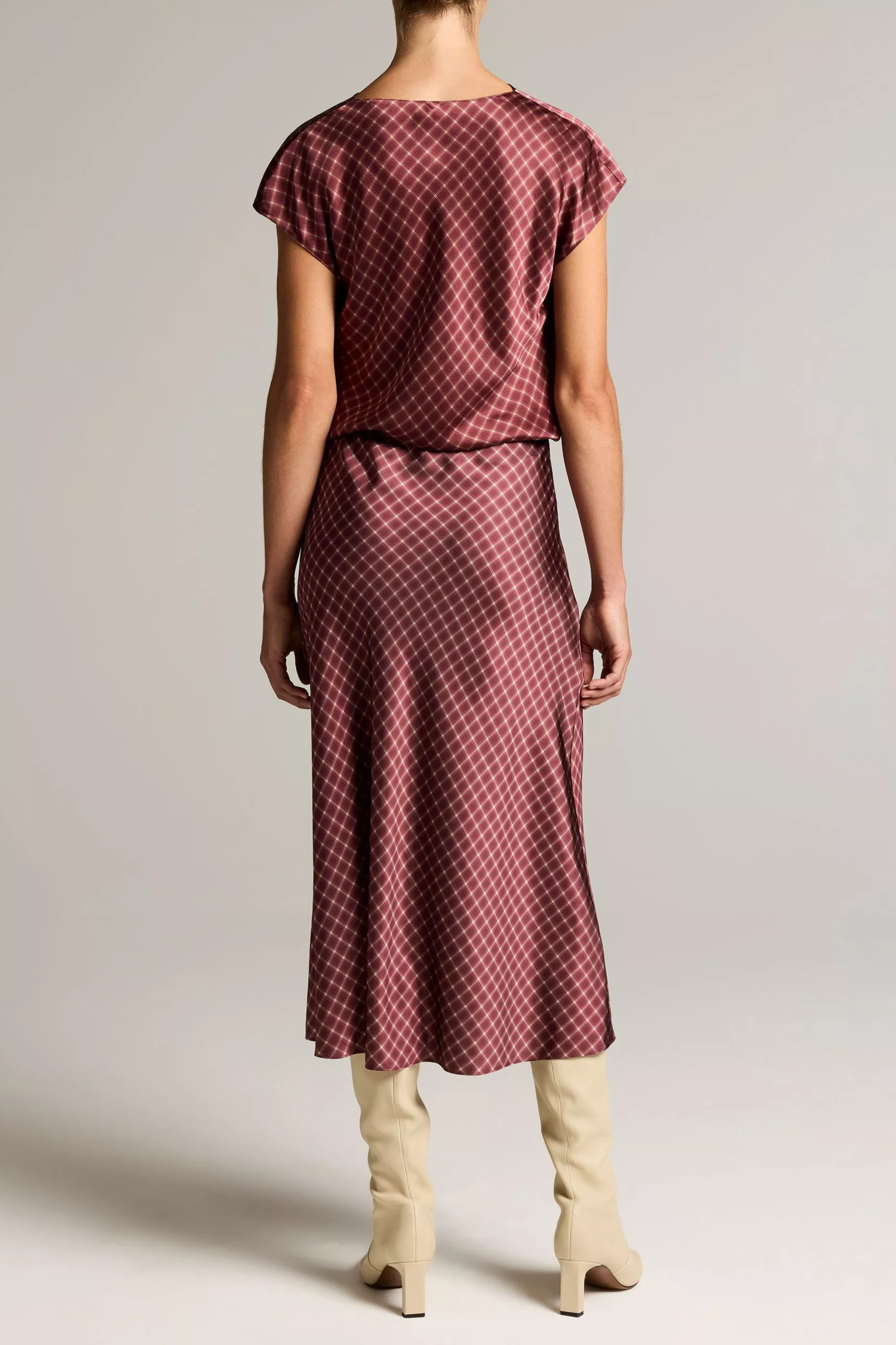 Vince Plaid Ombre Slip Skirt