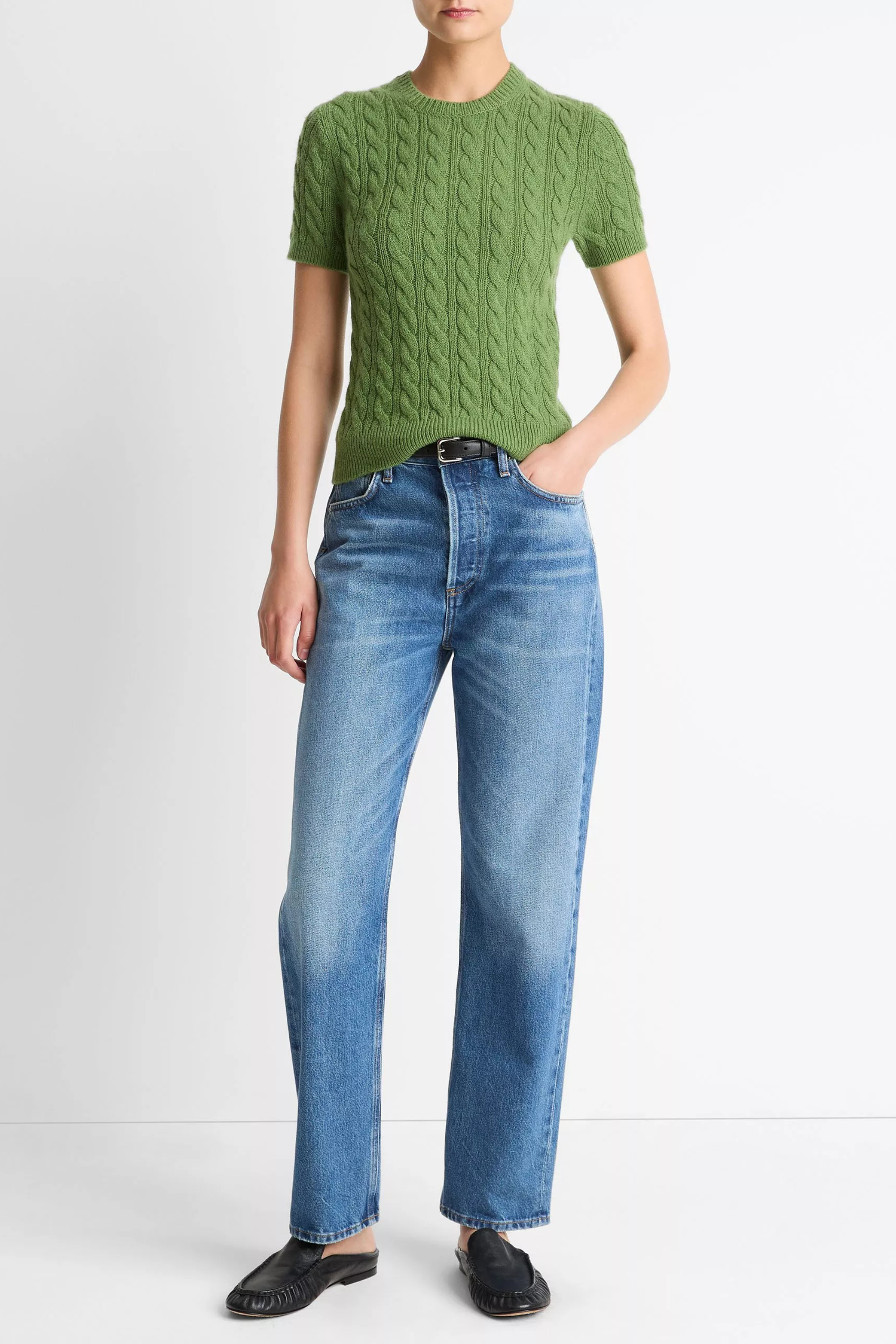 Vince Cashmere Blend Cable Tee