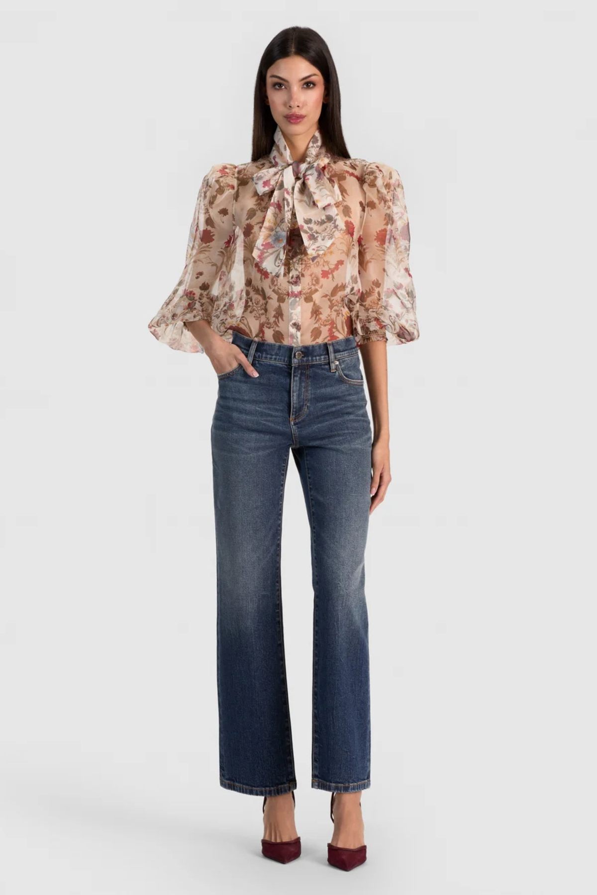 Alice + Olivia Brentley Tie Neck Blouse