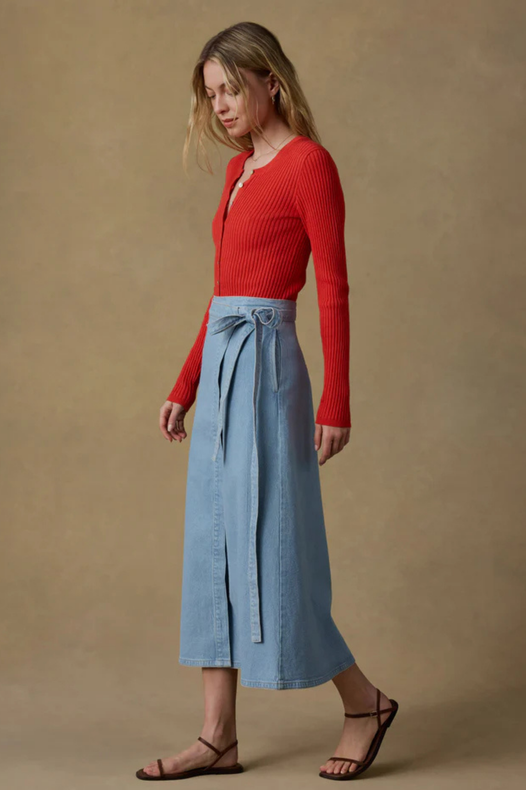 Faherty Solstice Denim Wrap Skirt