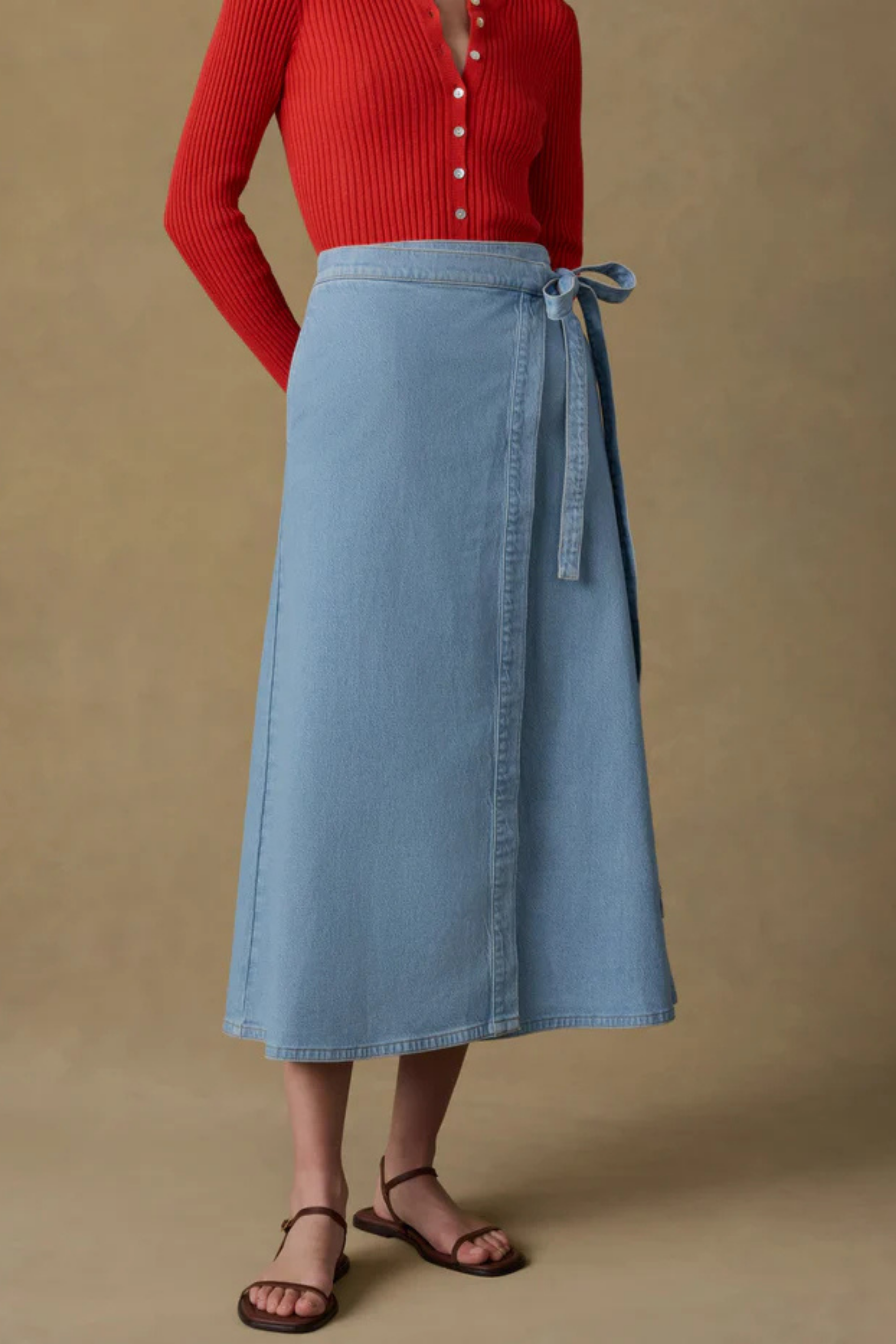 Faherty Solstice Denim Wrap Skirt