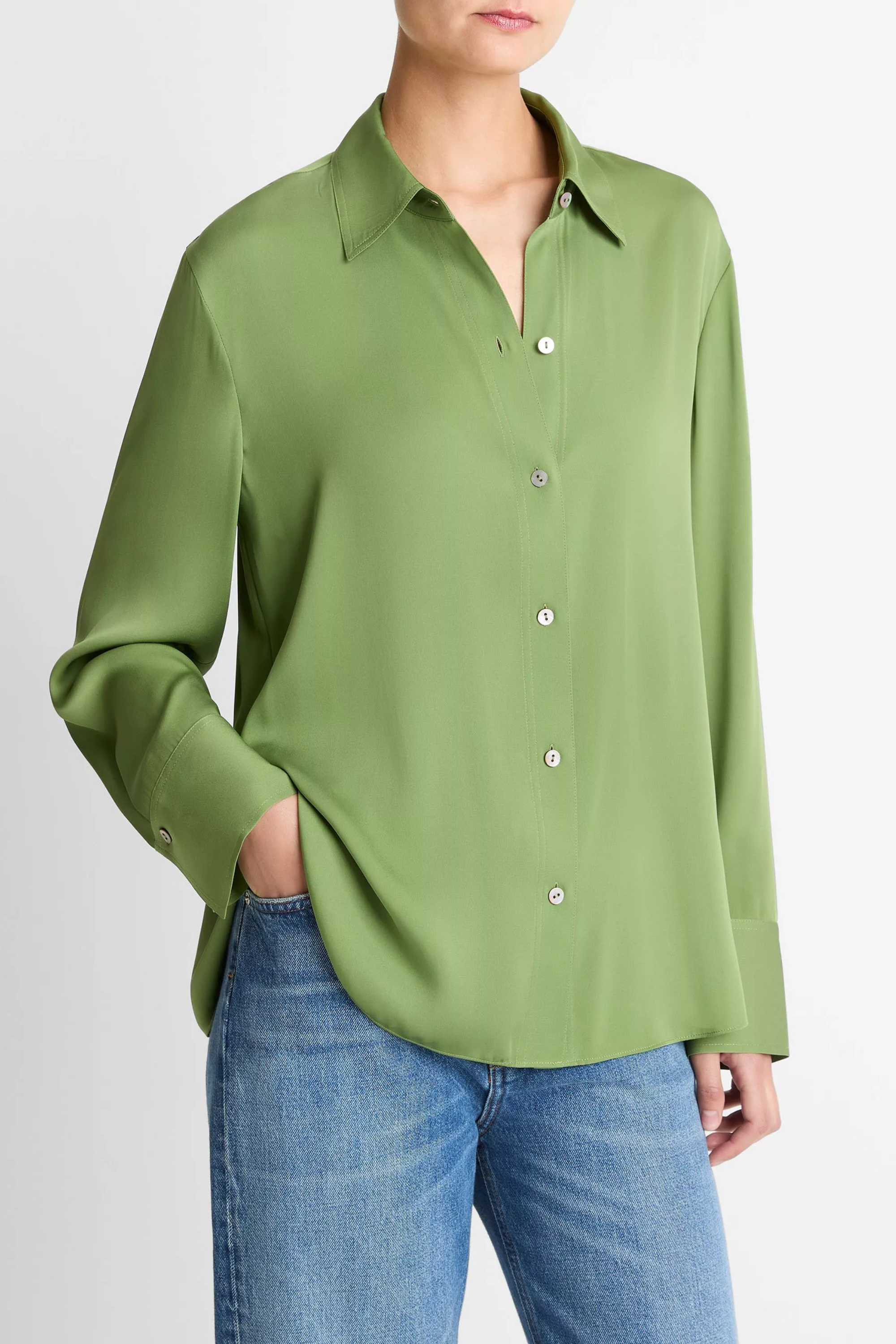 Vince Long Sleeve Button Down Blouse