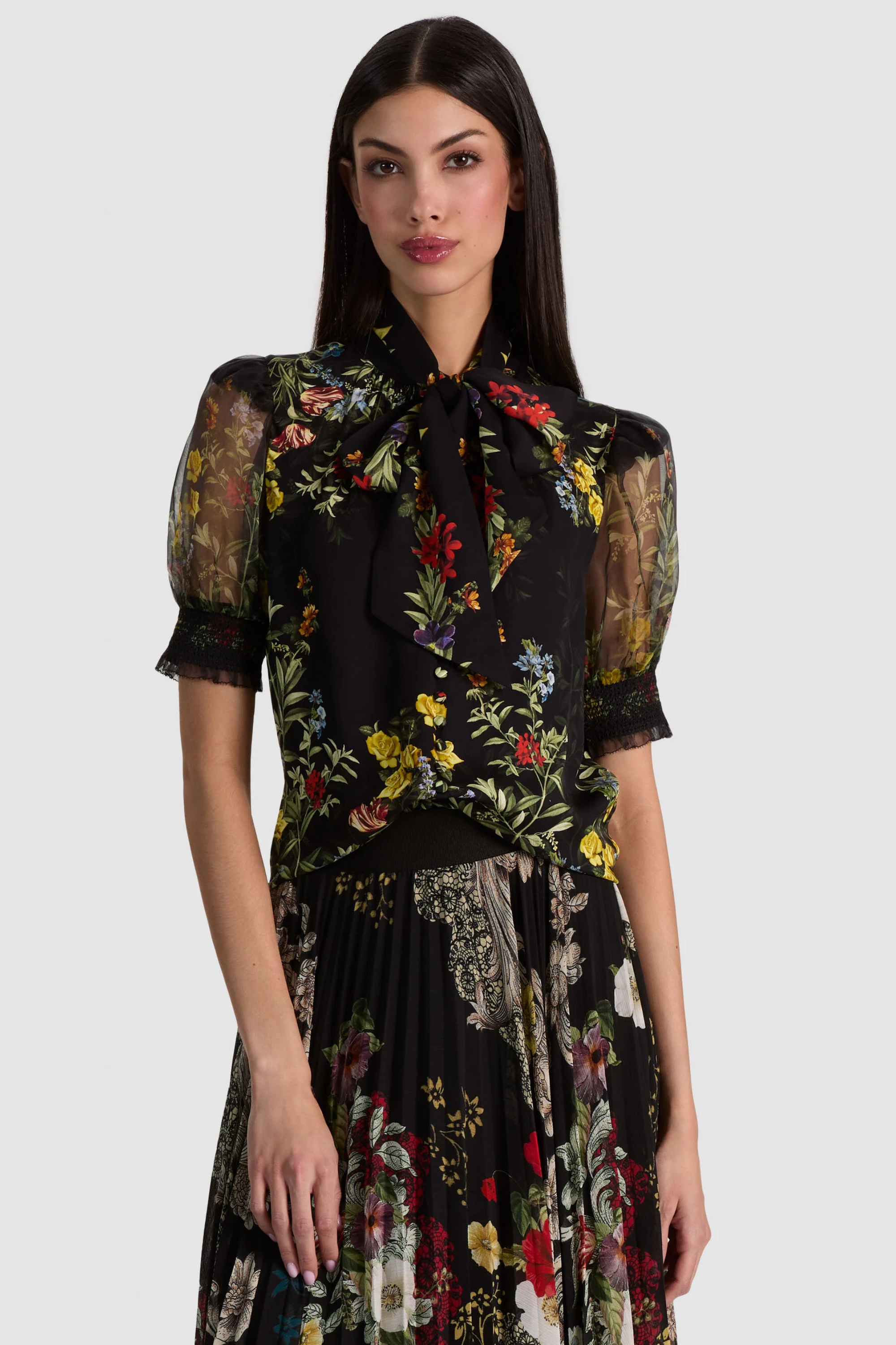 Alice + Olivia Brentley Tie Neck Blouse