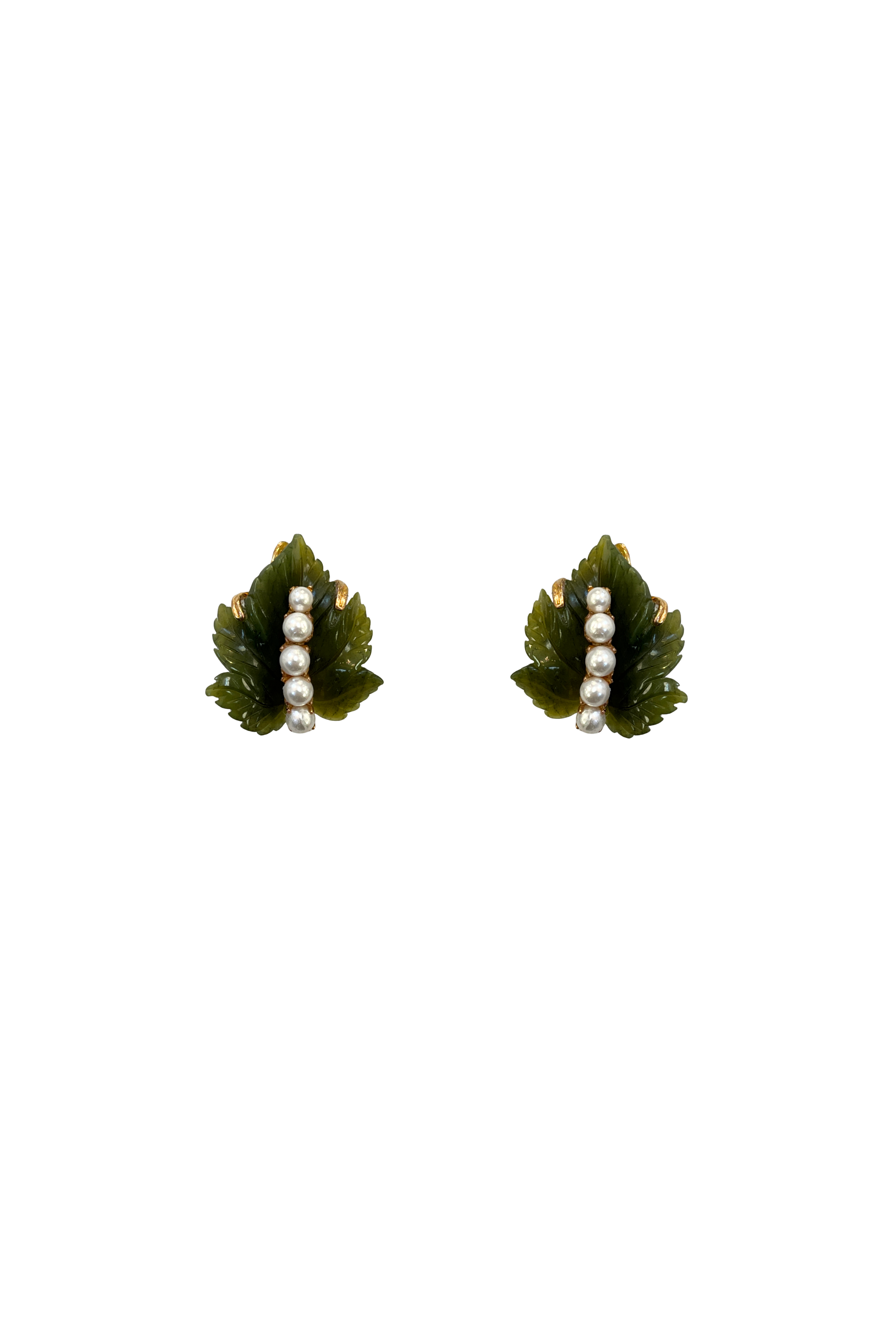 Bounkit Leaf Vertical Gem Earring