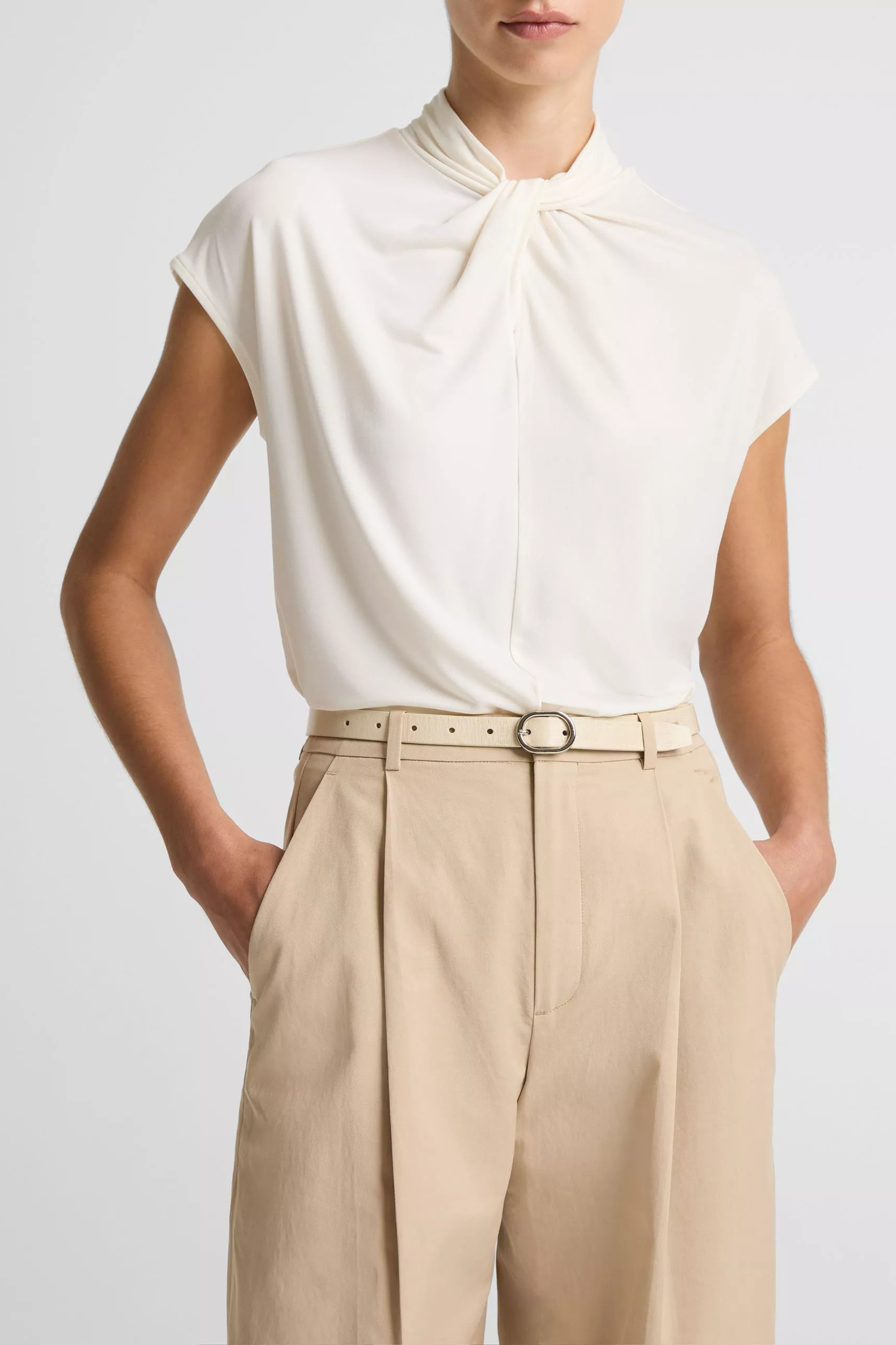 Vince Cap Sleeve Twist Neck Top