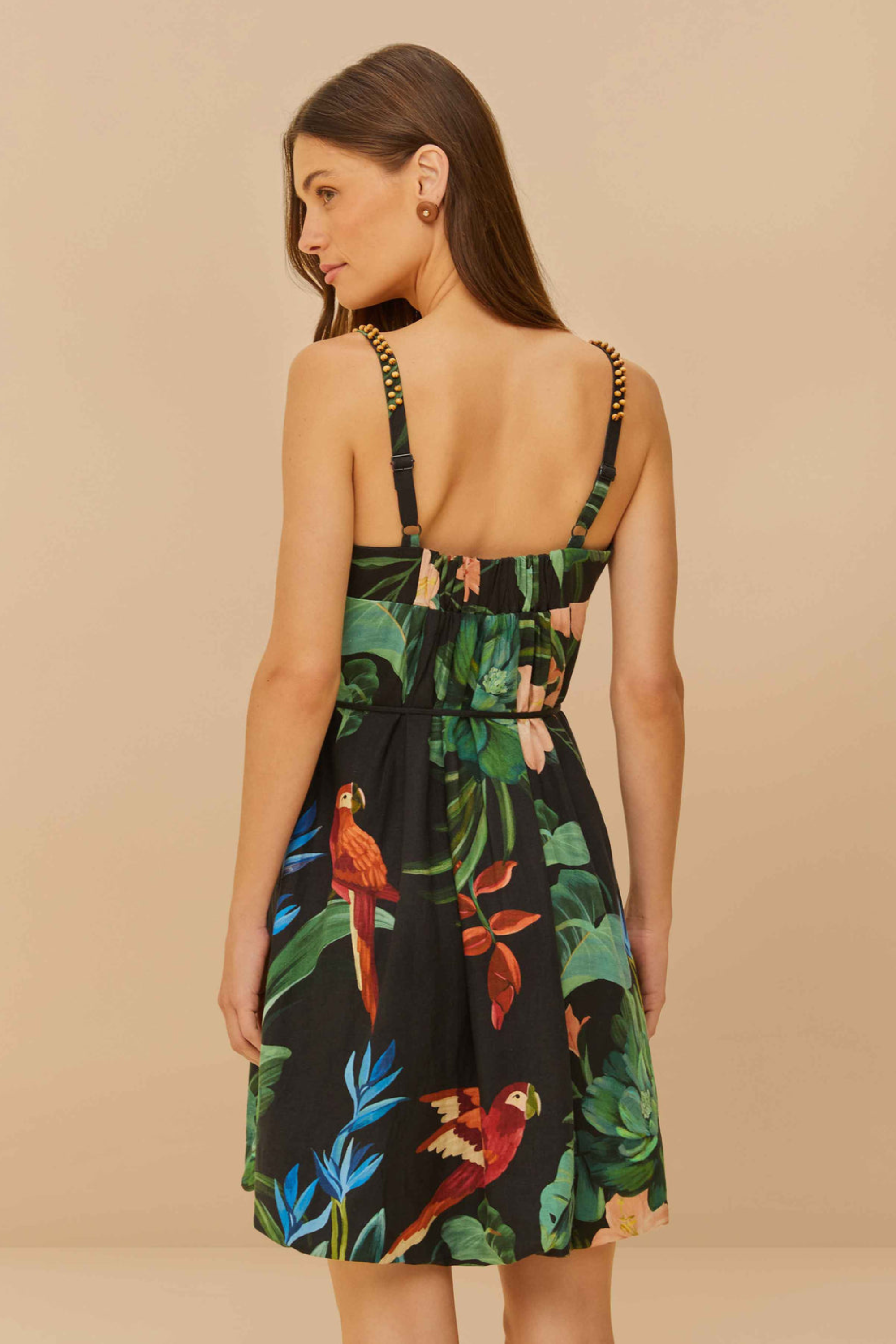 Farm Rio Beaded Strap Mini Dress Fiesta