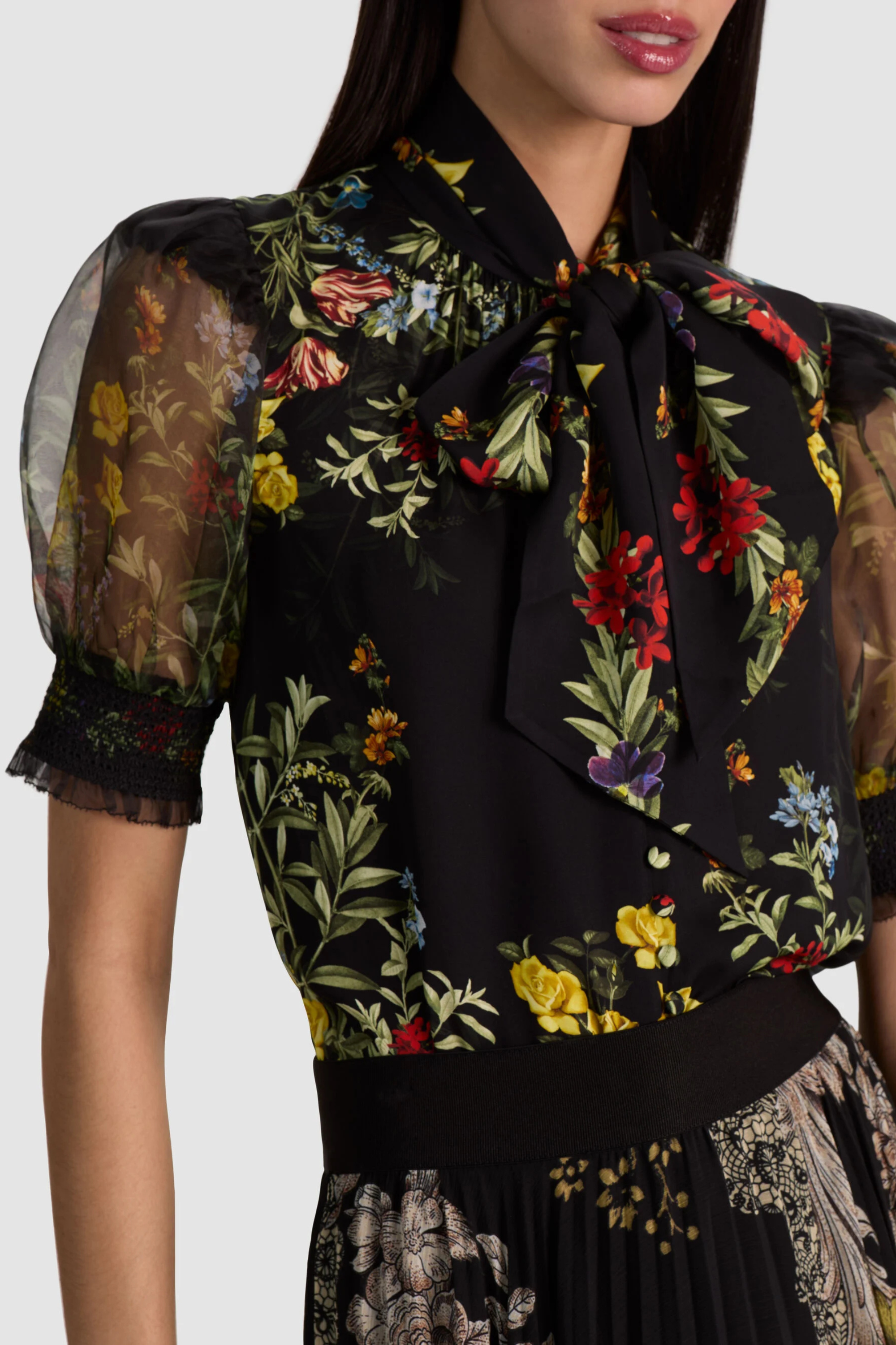 Alice + Olivia Brentley Tie Neck Blouse