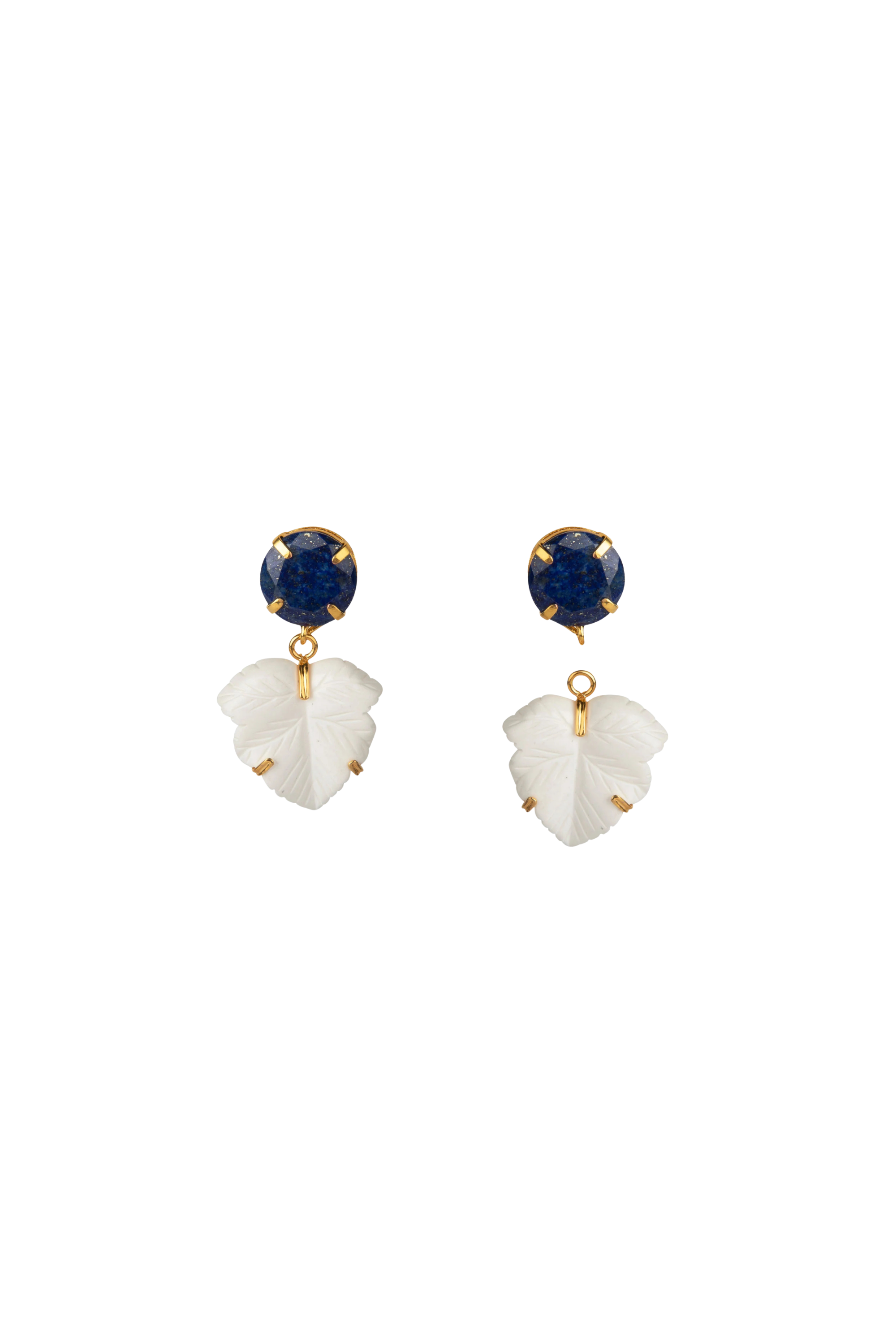 Bounkit Gem Stud Leaf Drop Earring