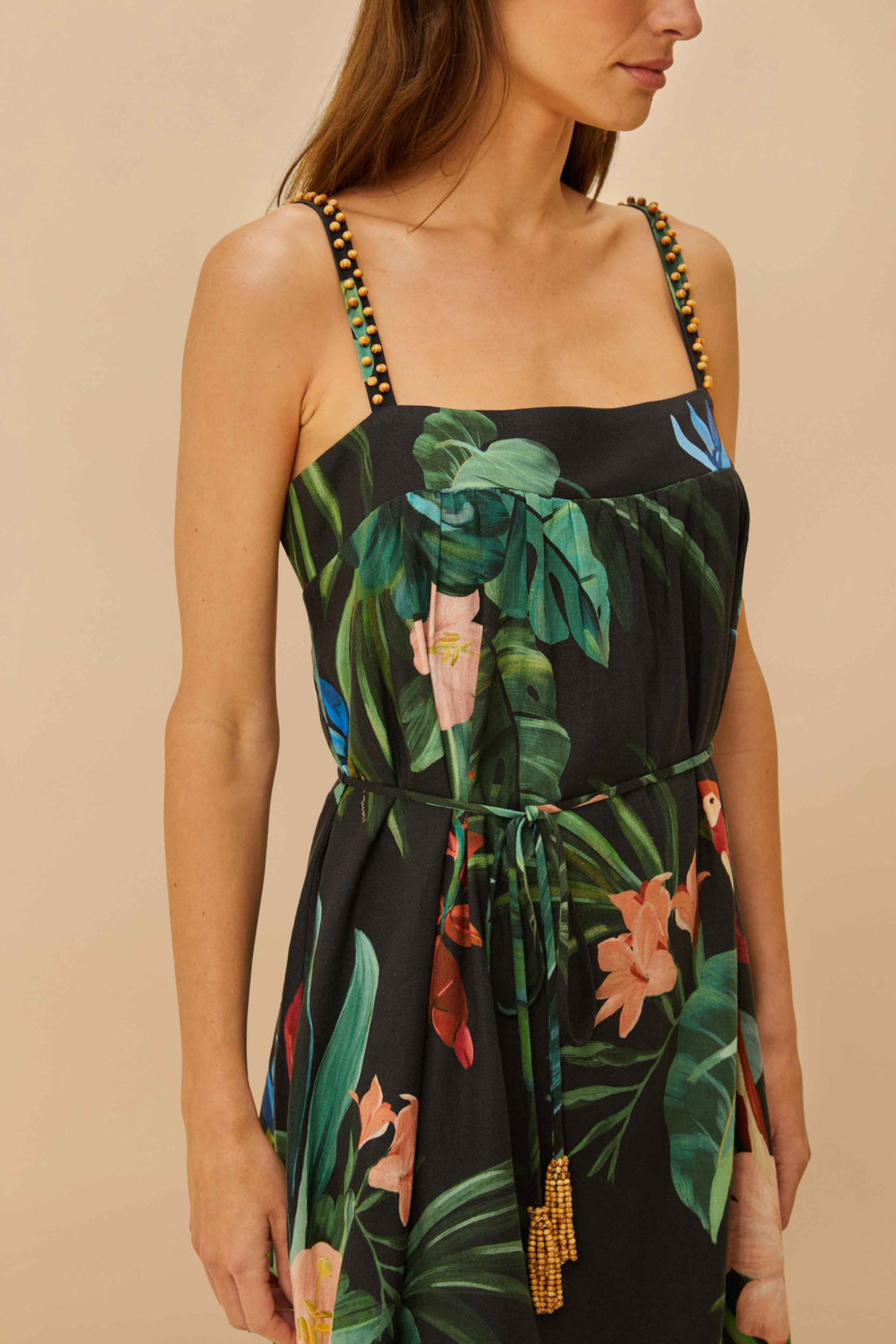 Farm Rio Beaded Strap Mini Dress Fiesta