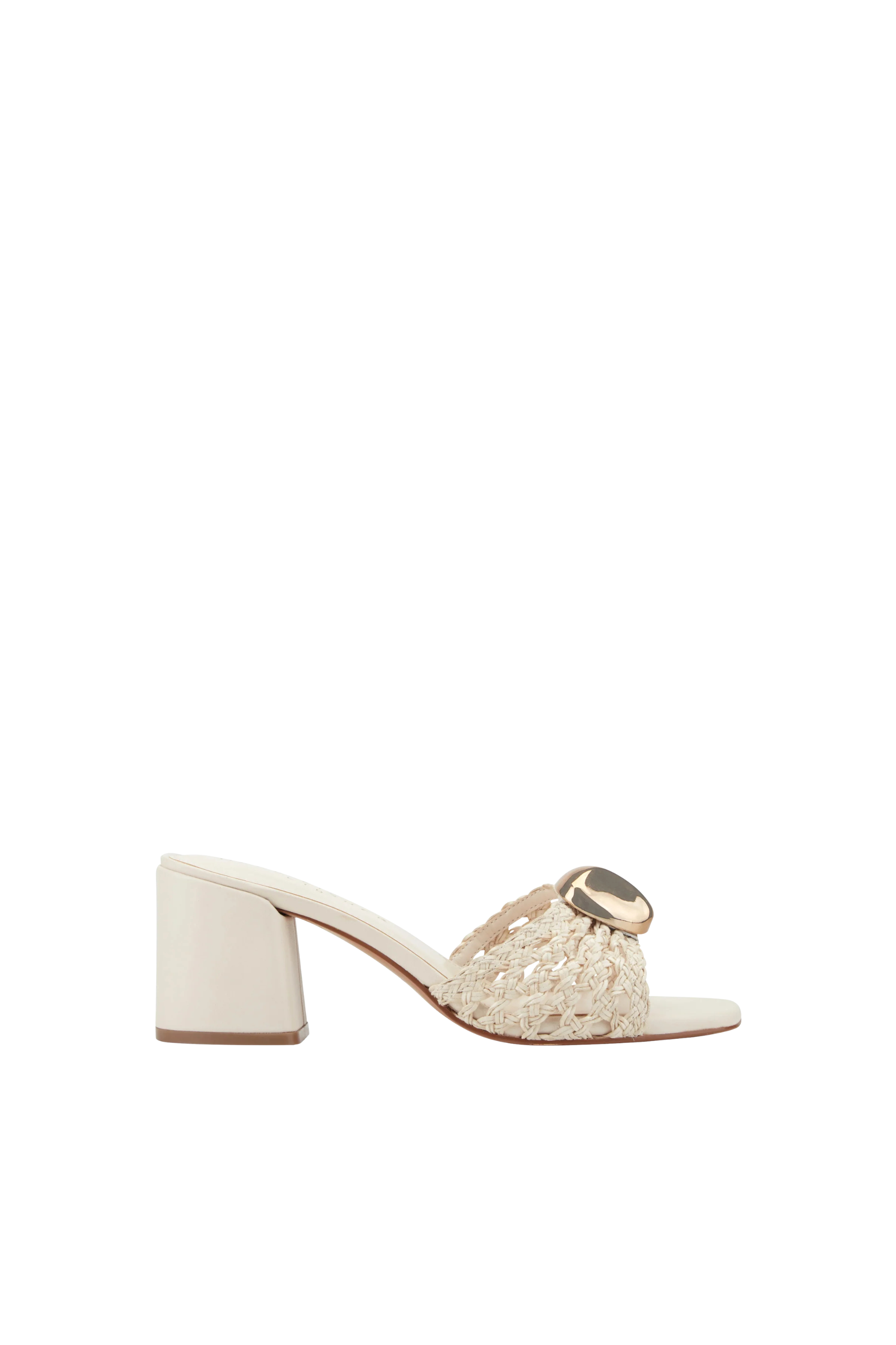 Marc Fisher Farrel Woven Block Heel in Ivory