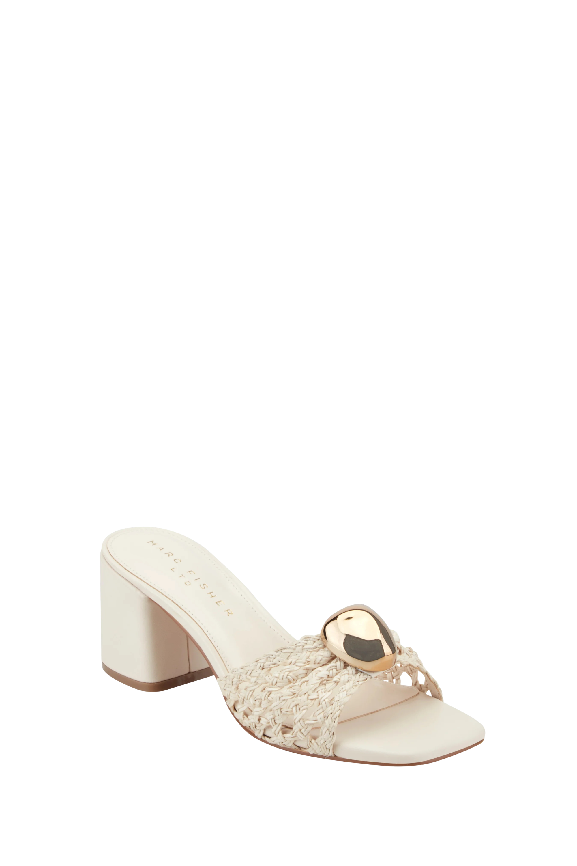 Marc Fisher Farrel Woven Block Heel in Ivory
