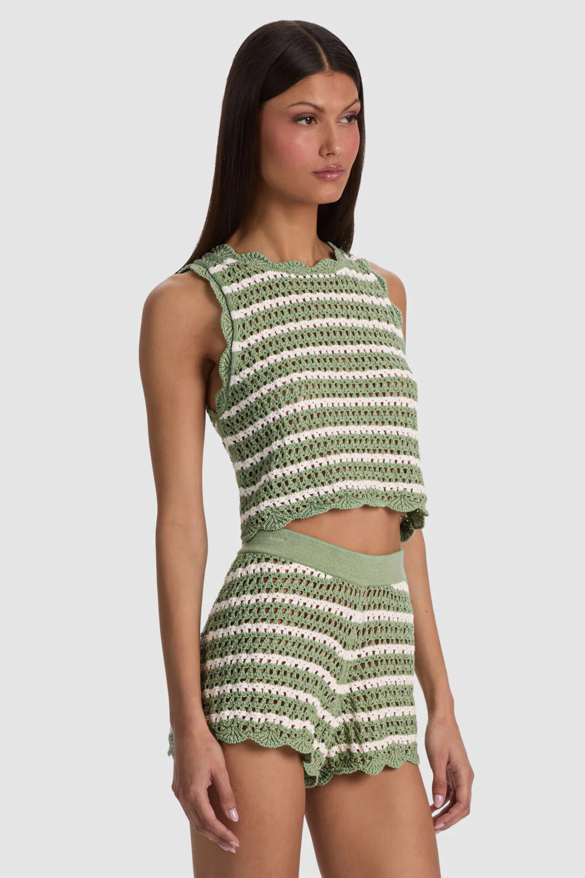 Alice + Olivia Amity Pointelle Crochet Tank