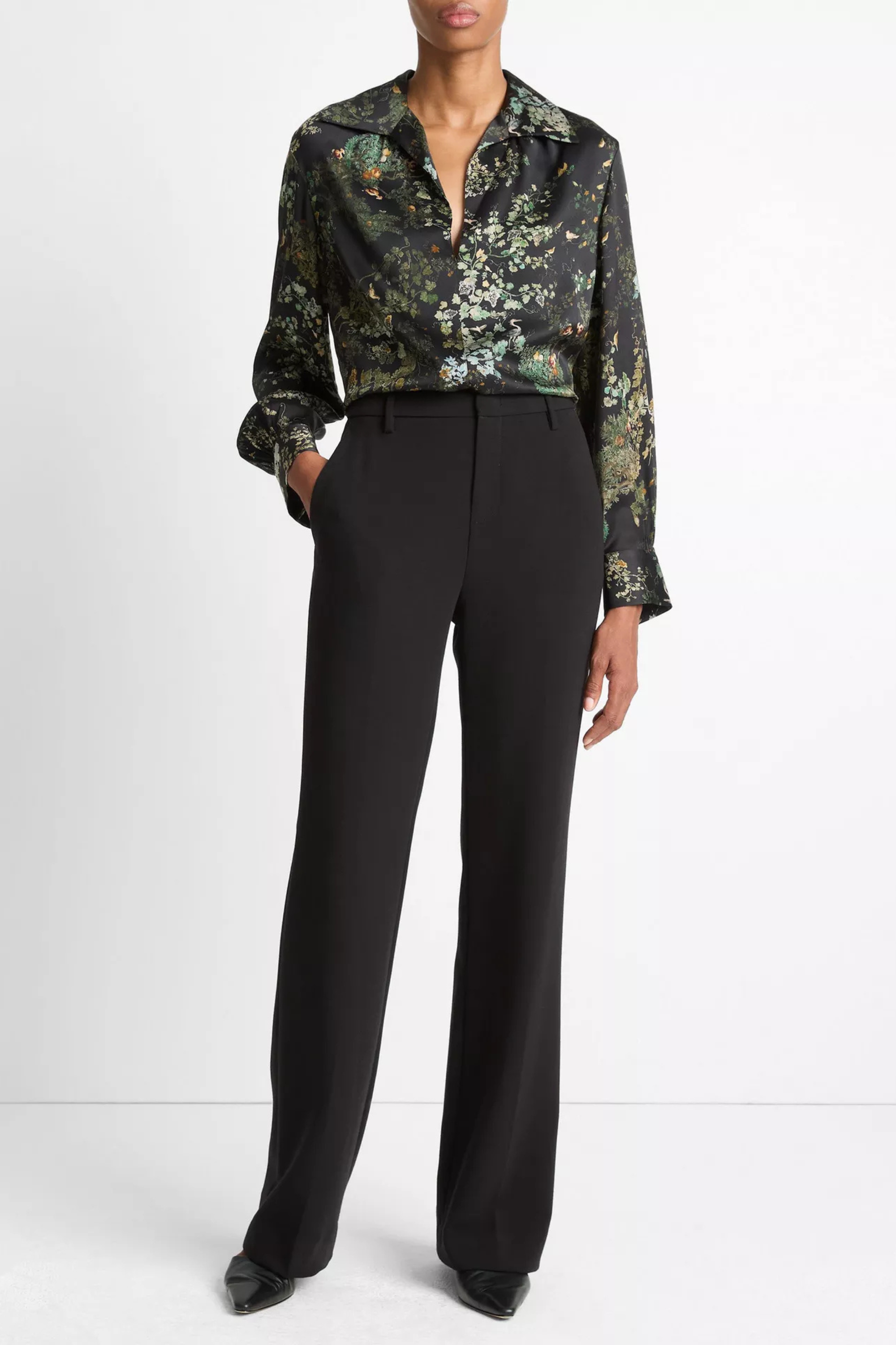 Vince Grape Vine Smocked L/S Blouse