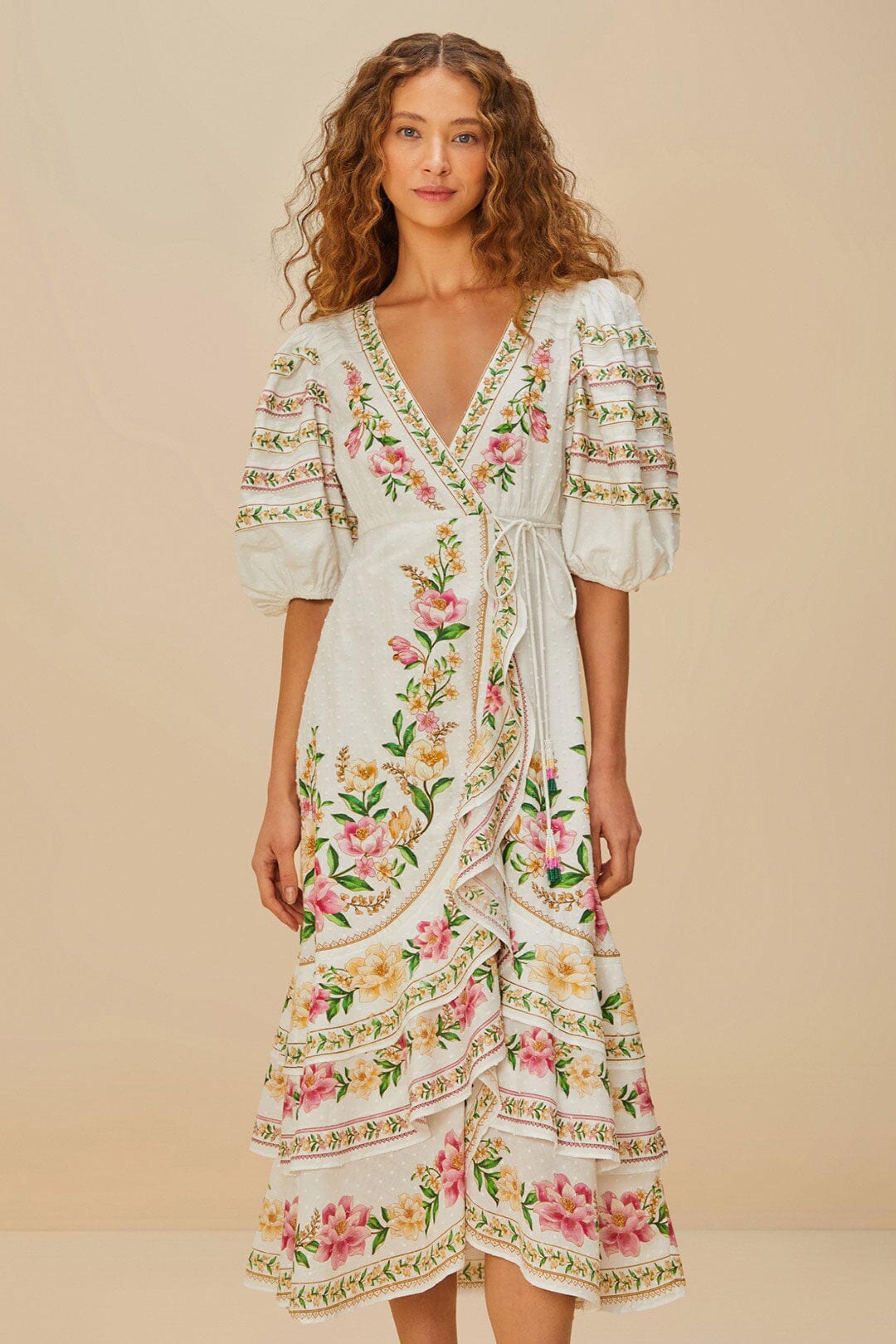 Farm Rio Palm Dream Wrap Midi Dress
