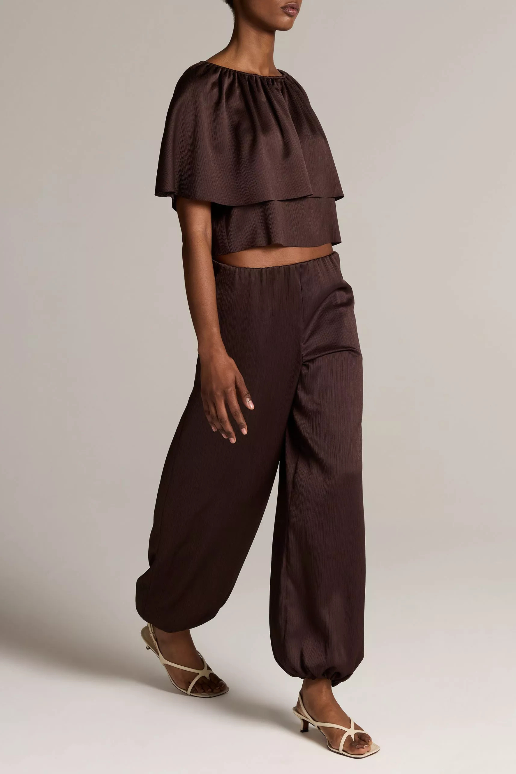 Vince Mid Waist Plisse Crinkle Pant