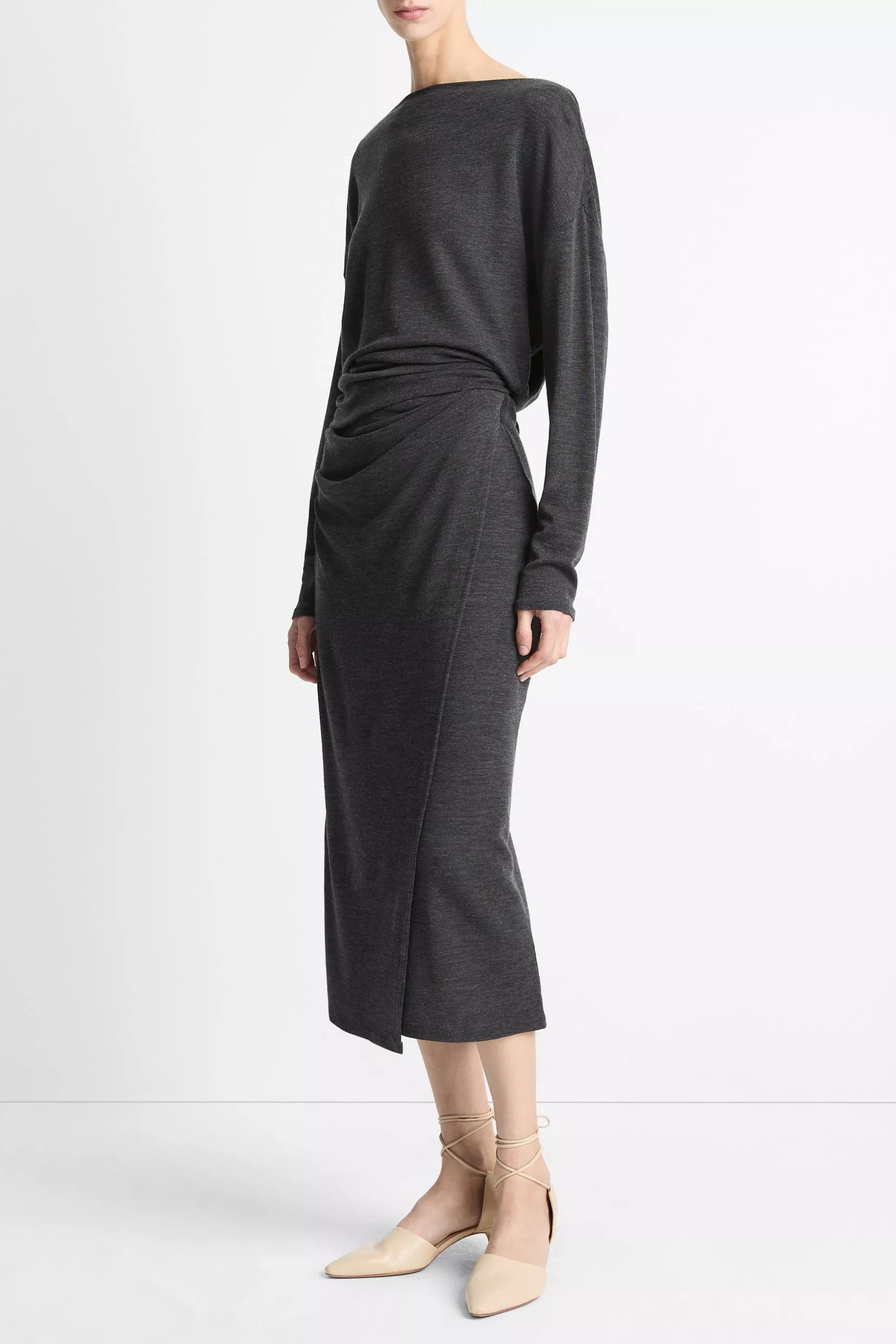 Vince Waist Draped Midi Skirt