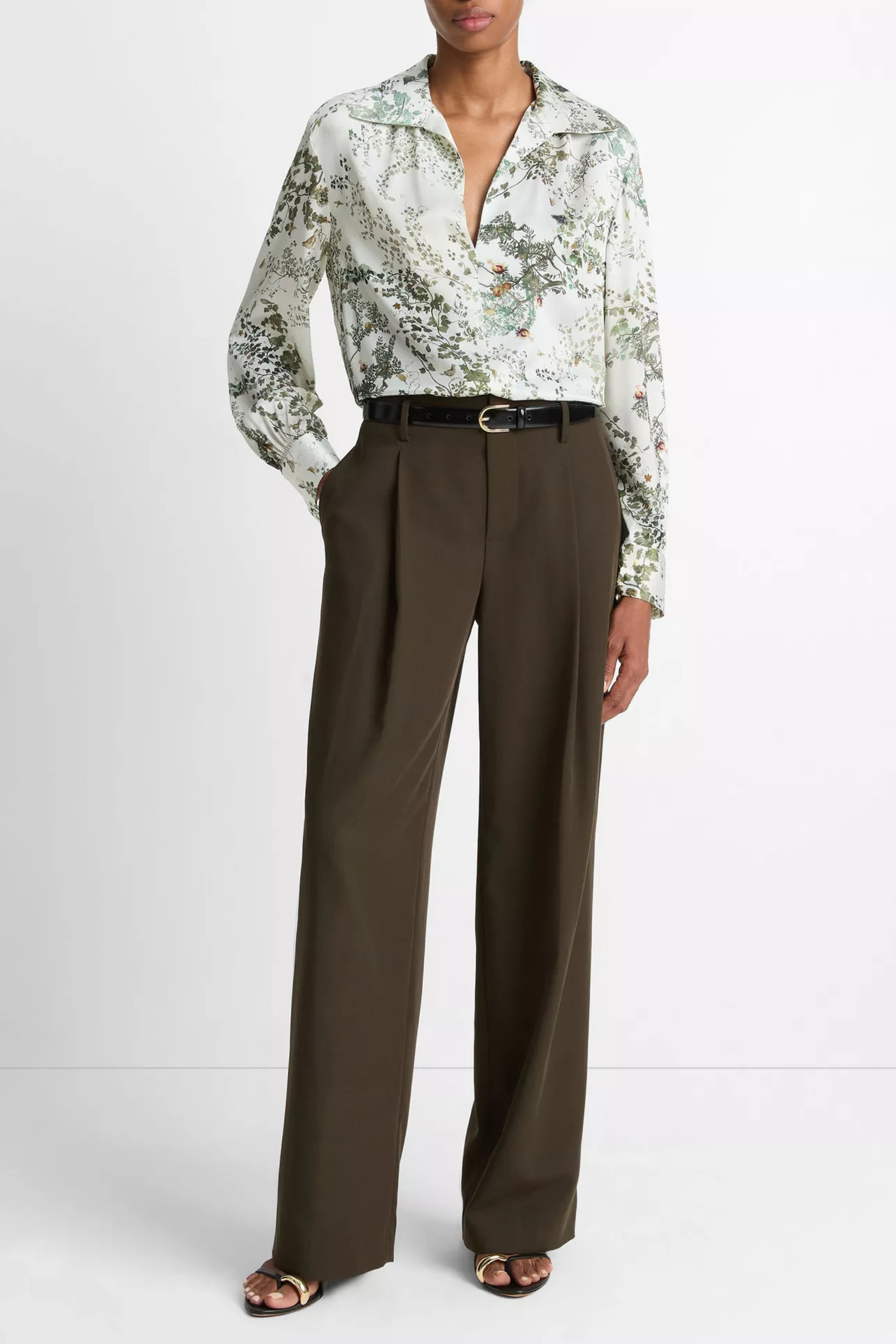 Vince Grape Vine Smocked L/S Blouse