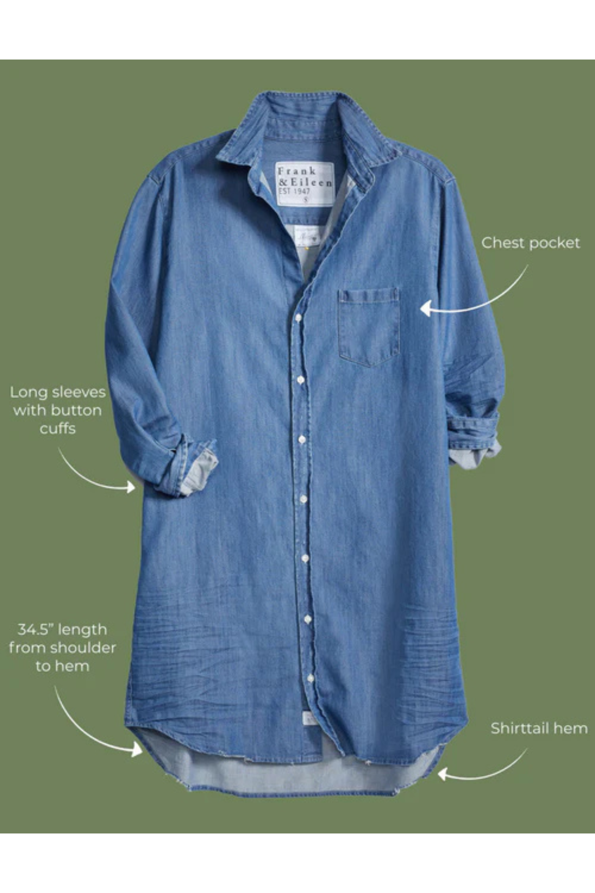 Frank & Eileen Mary Classic Shirtdress in Vintage Indigo