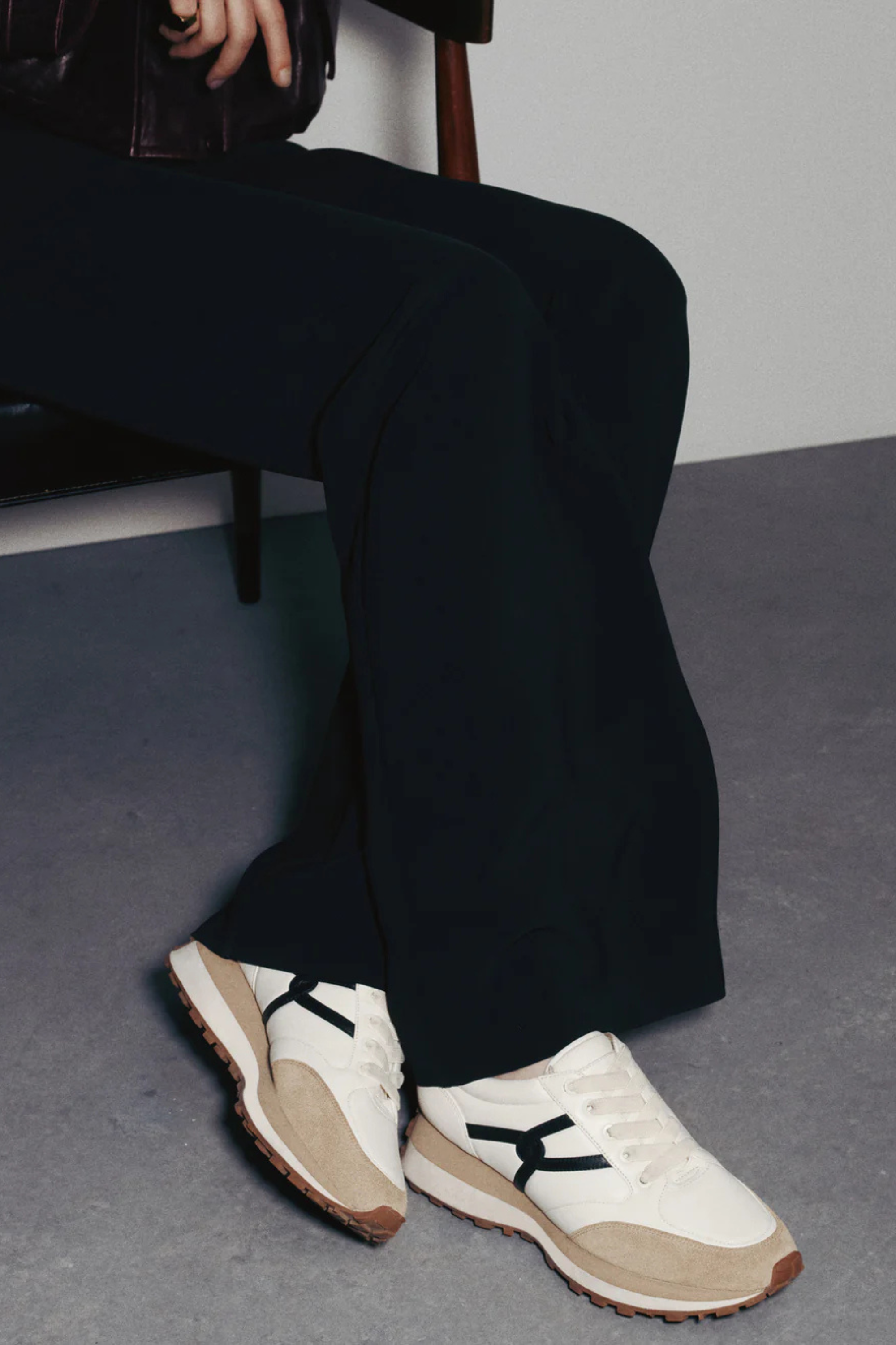 Veronica Beard Valentina Sneaker in Coconut/Black