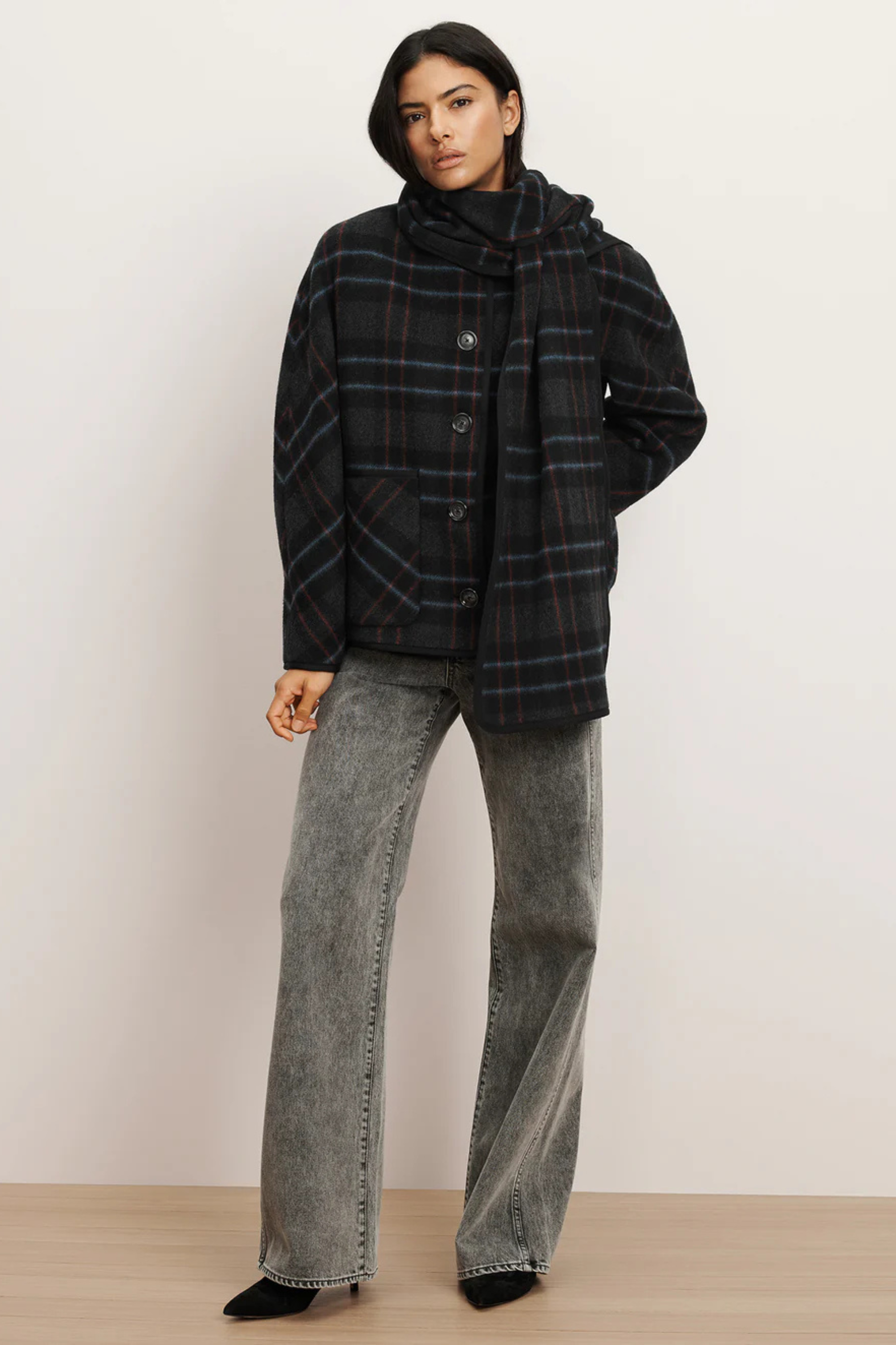 Veronica Beard Martine Dickey Coat with Scarf