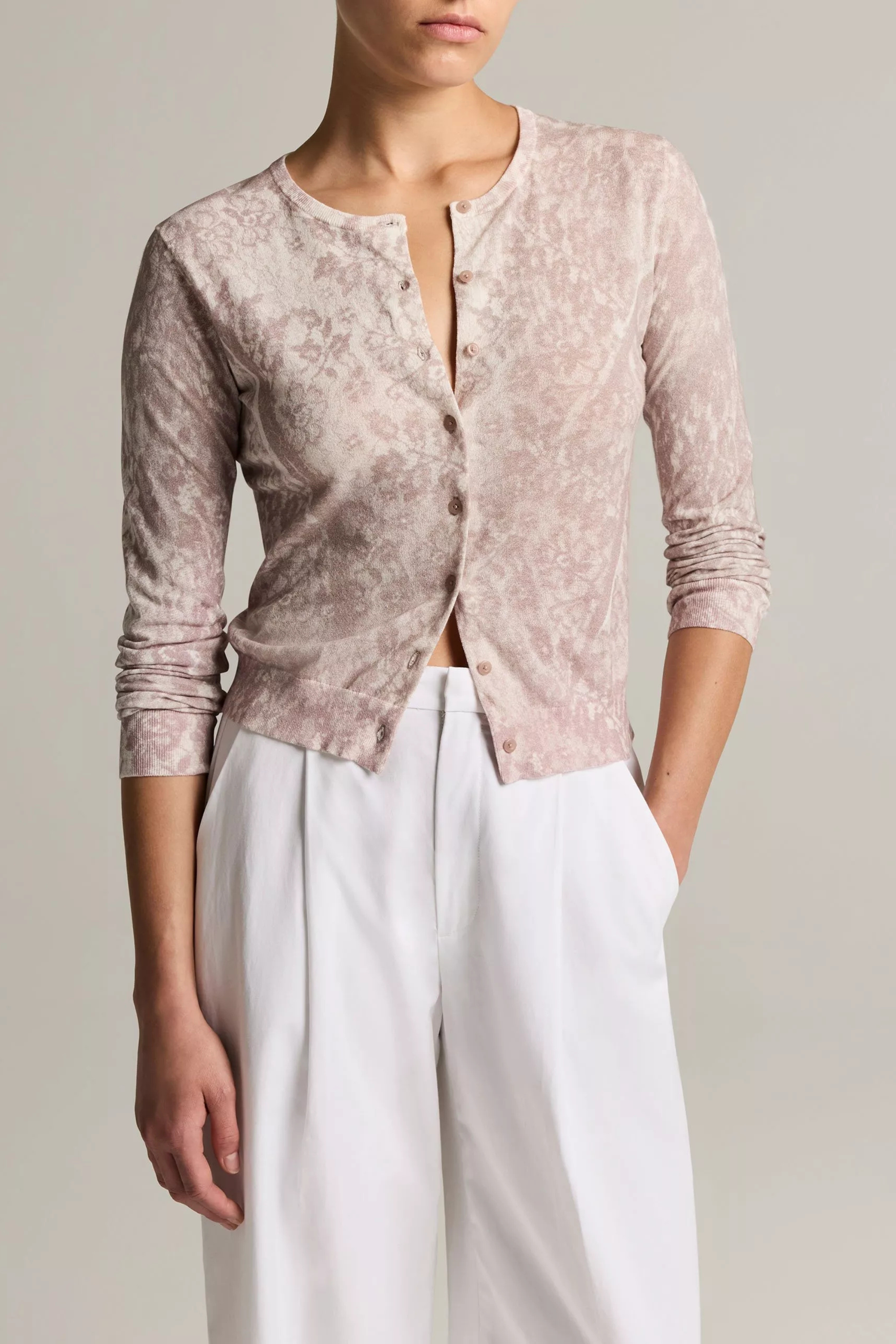 Vince Printed Floral Cardigan