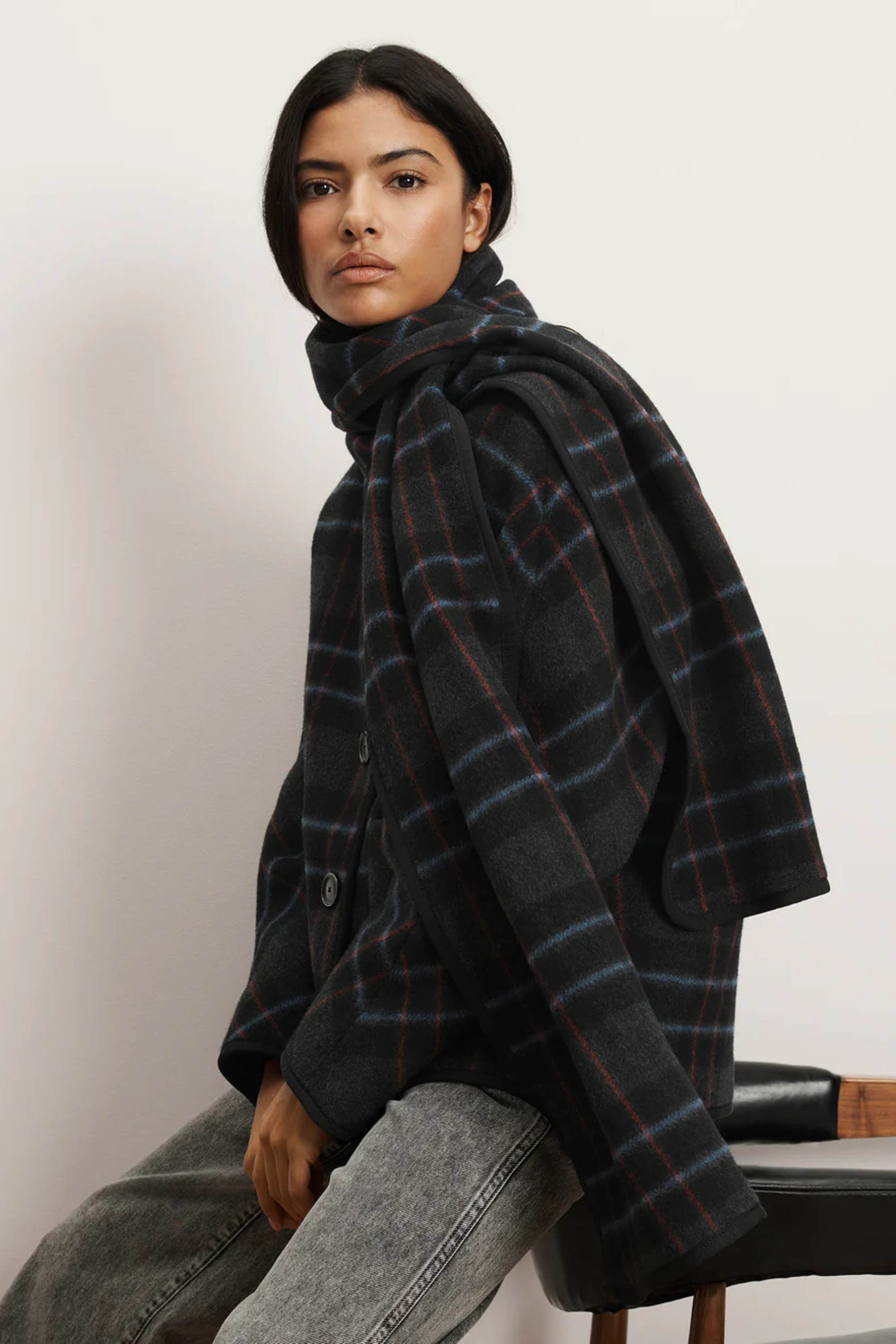 Veronica Beard Martine Dickey Coat with Scarf