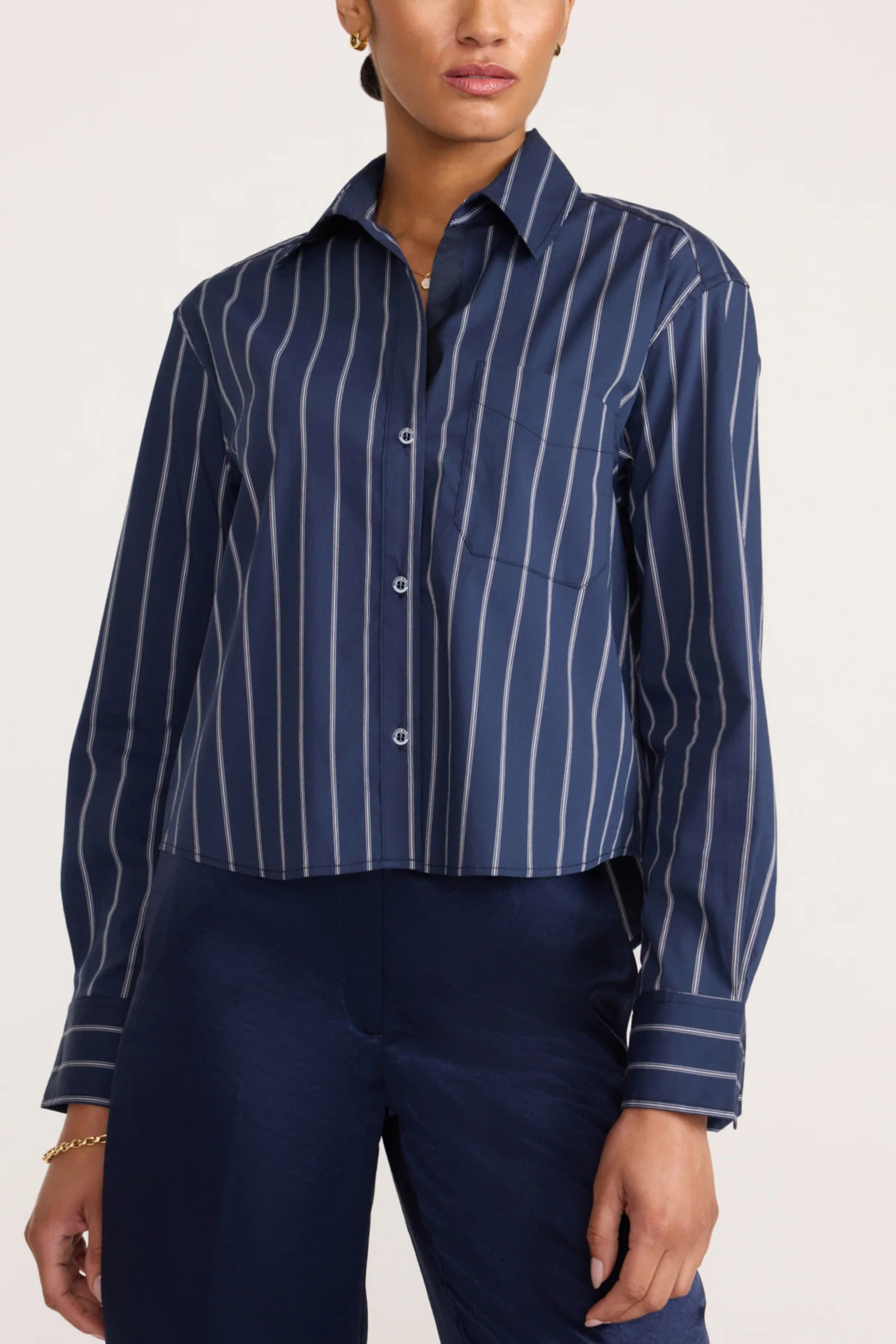 Brochu Walker Everyday Cropped Shirt in Hartford Stripe