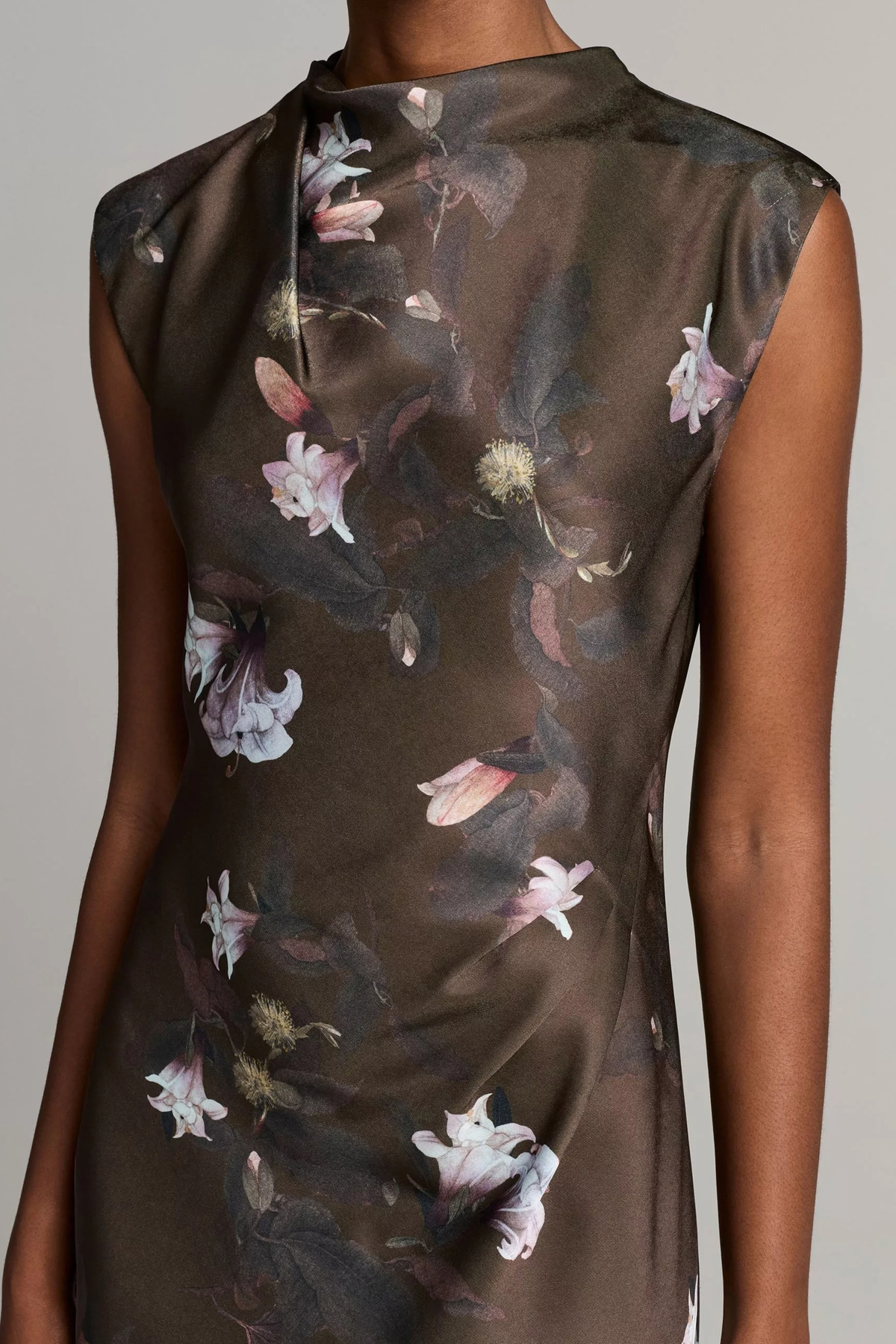 Vince Lily Vine Draped Funnel Neck Dress