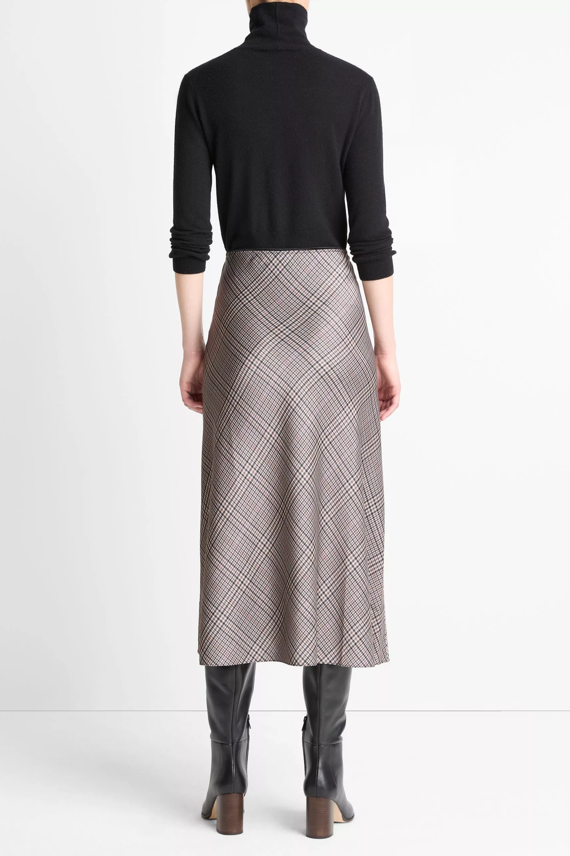 Vince Plaid Shaped Hem Skirt