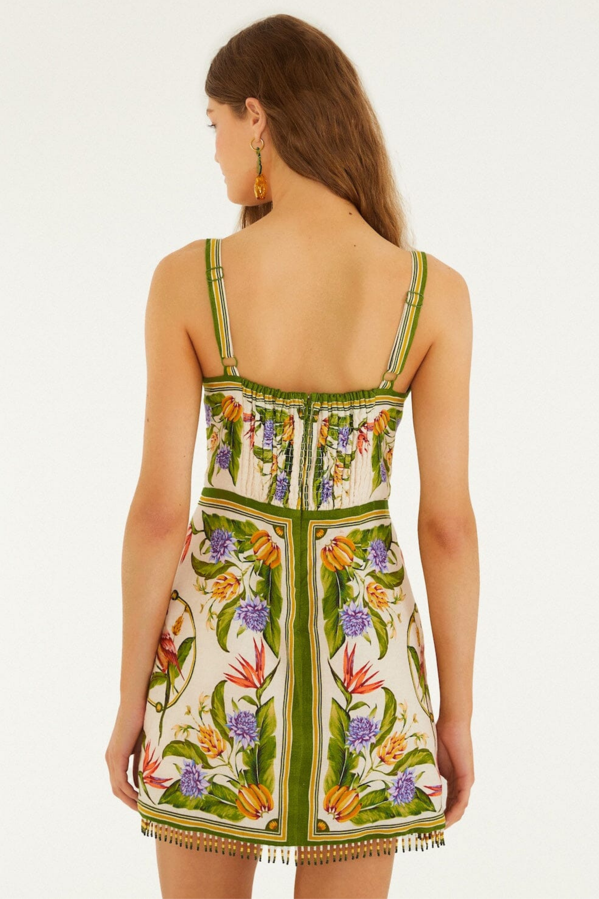 Farm Rio Tropical Scarf Sand S/L Mini Dress