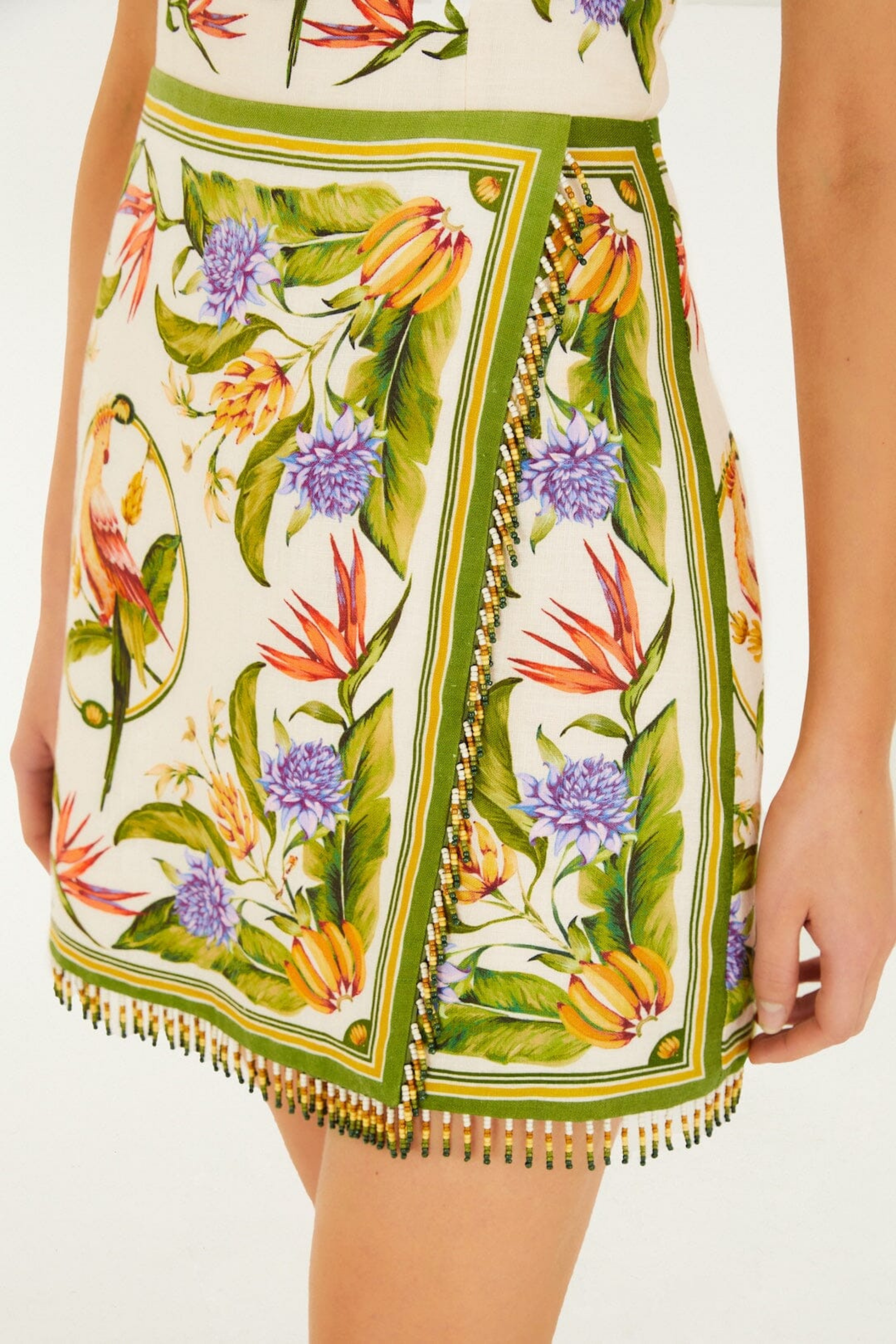 Farm Rio Tropical Scarf Sand S/L Mini Dress