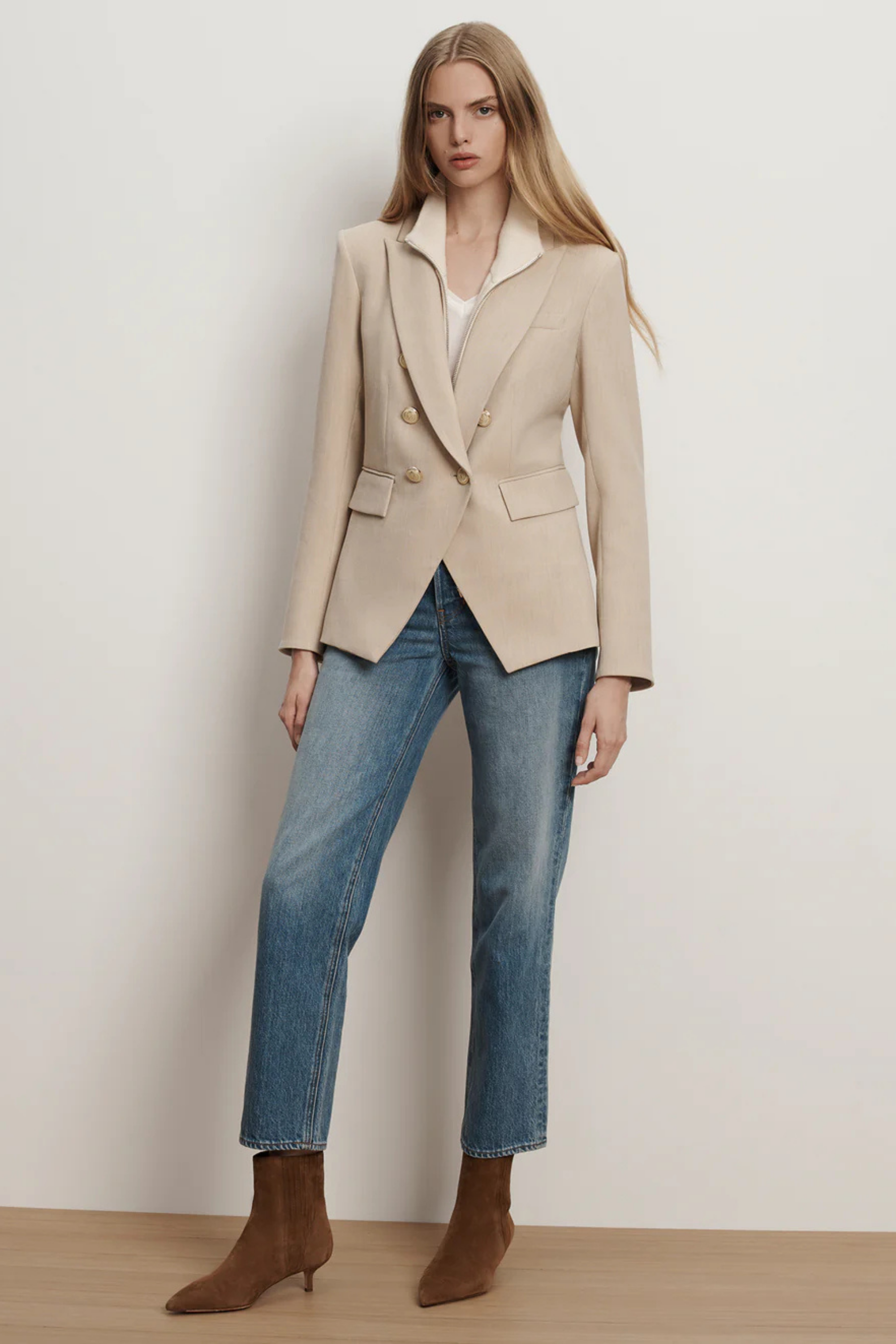 Veronica Beard Miller Dickey Jacket Heathered Sand