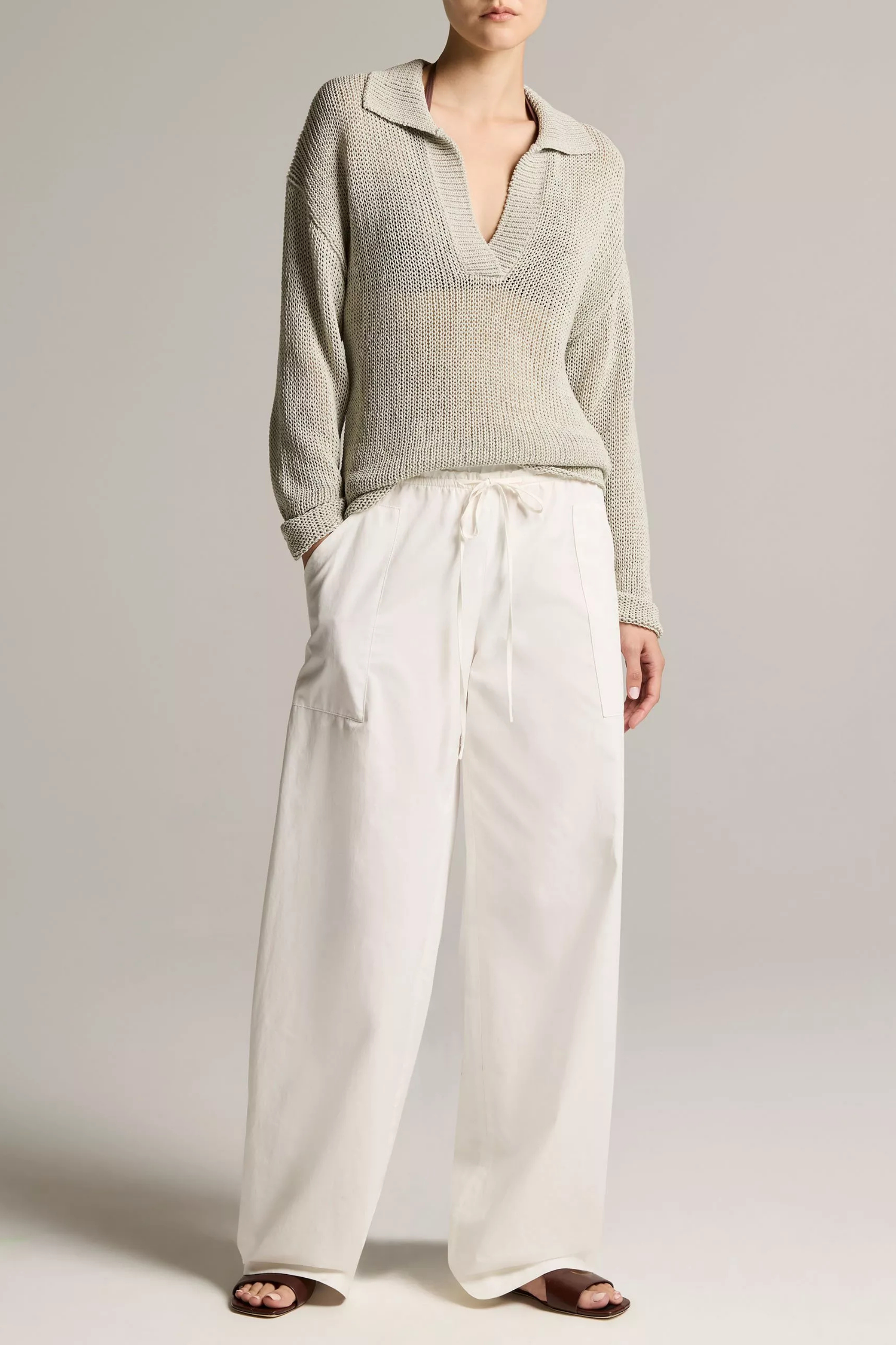Vince Coated Cotton Polo - Beach Stone