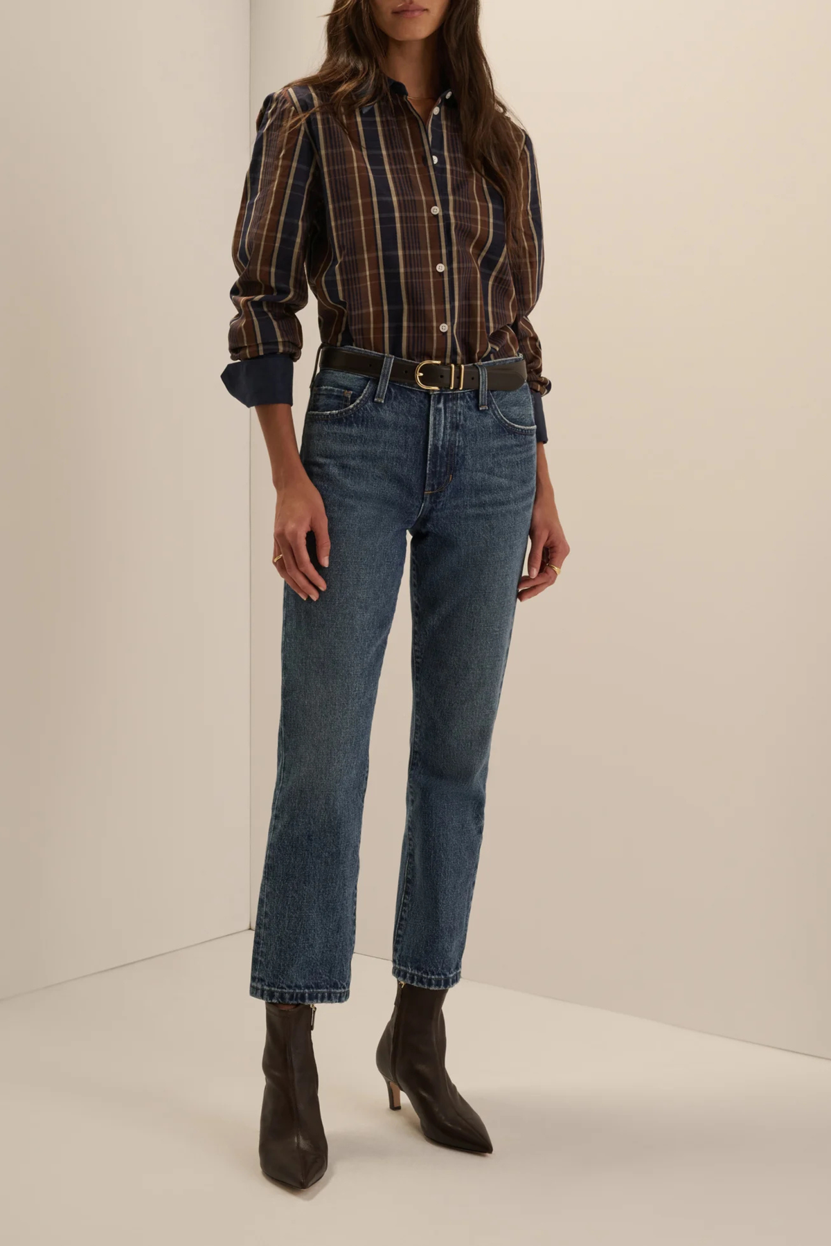 Favorite Daughter The Cuffed Statement Shirt in Toffee Plaid