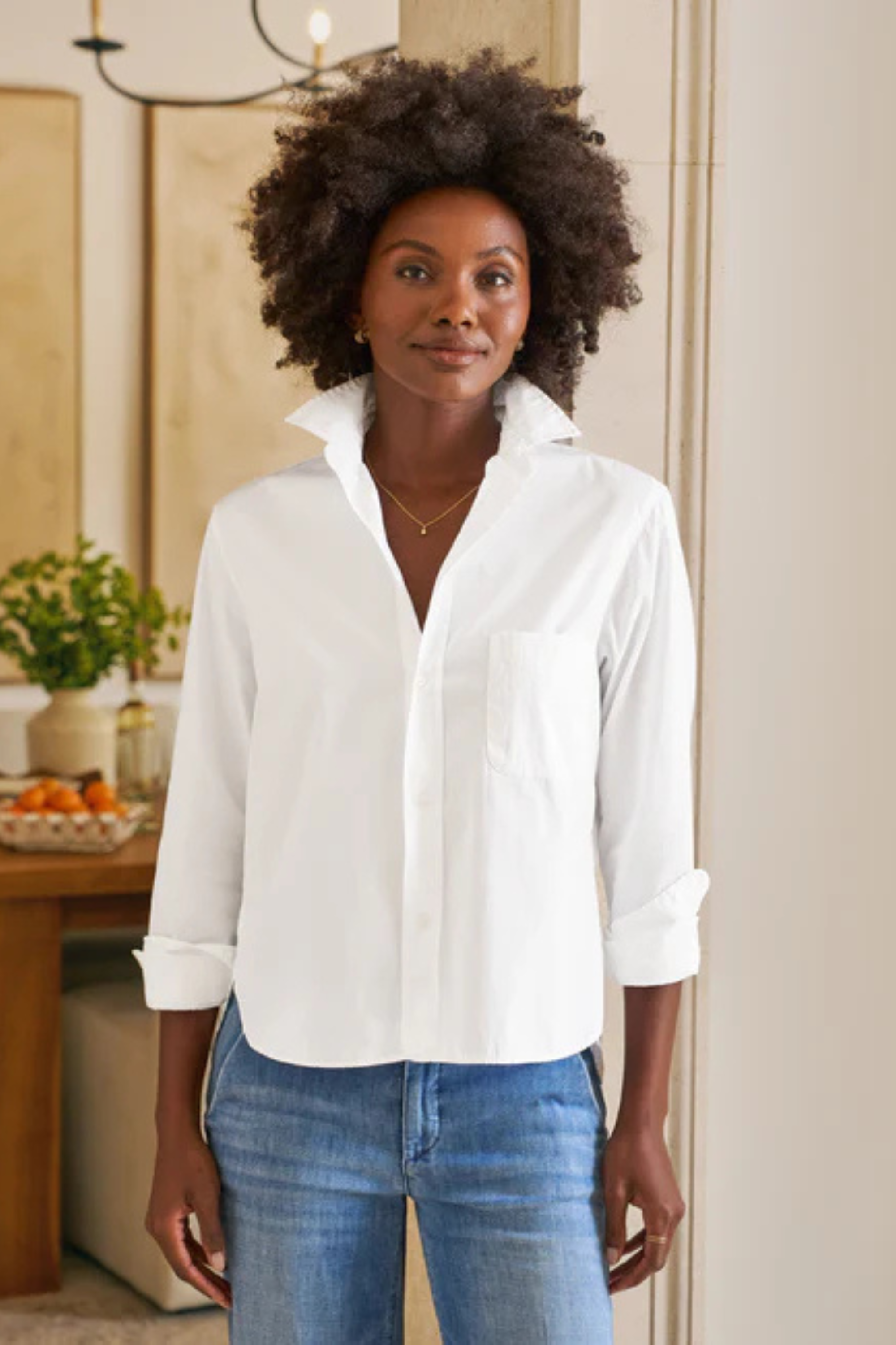 Frank & Eileen Silvio Untuckable Button-Up in White