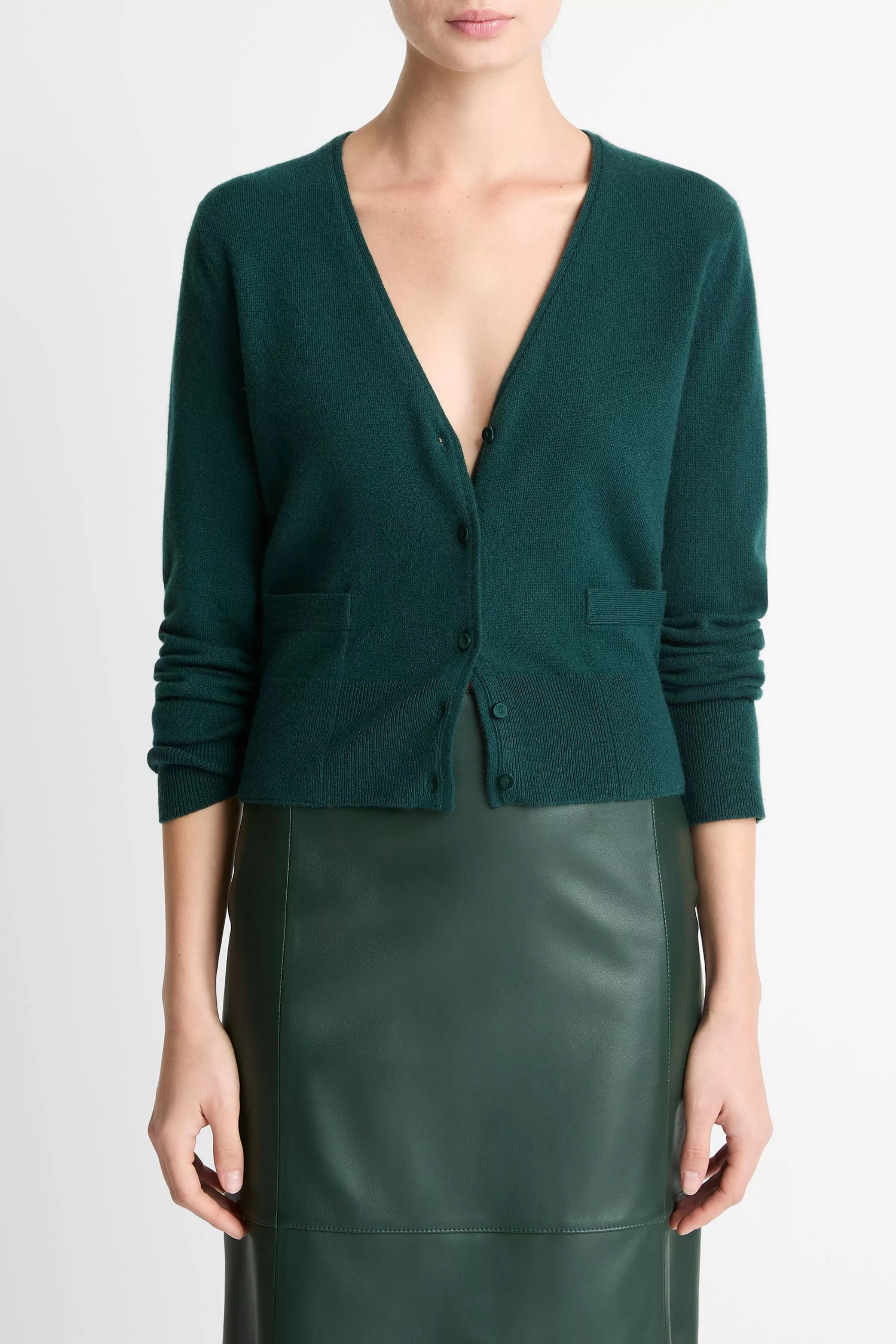 Vince Satin Button V-Nk Cardi