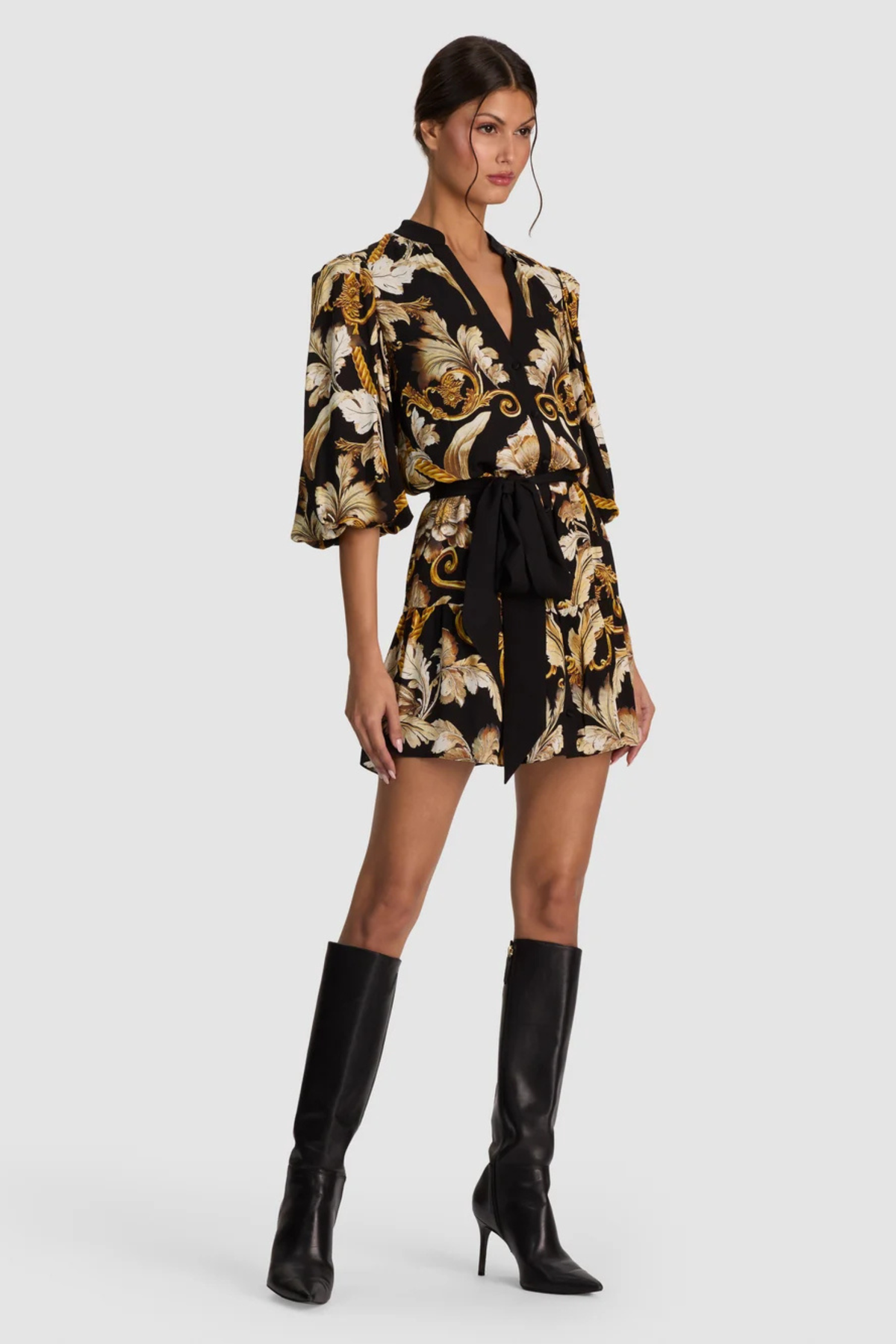 Alice + Olivia Antonette Tiered Mini Shirt Dress